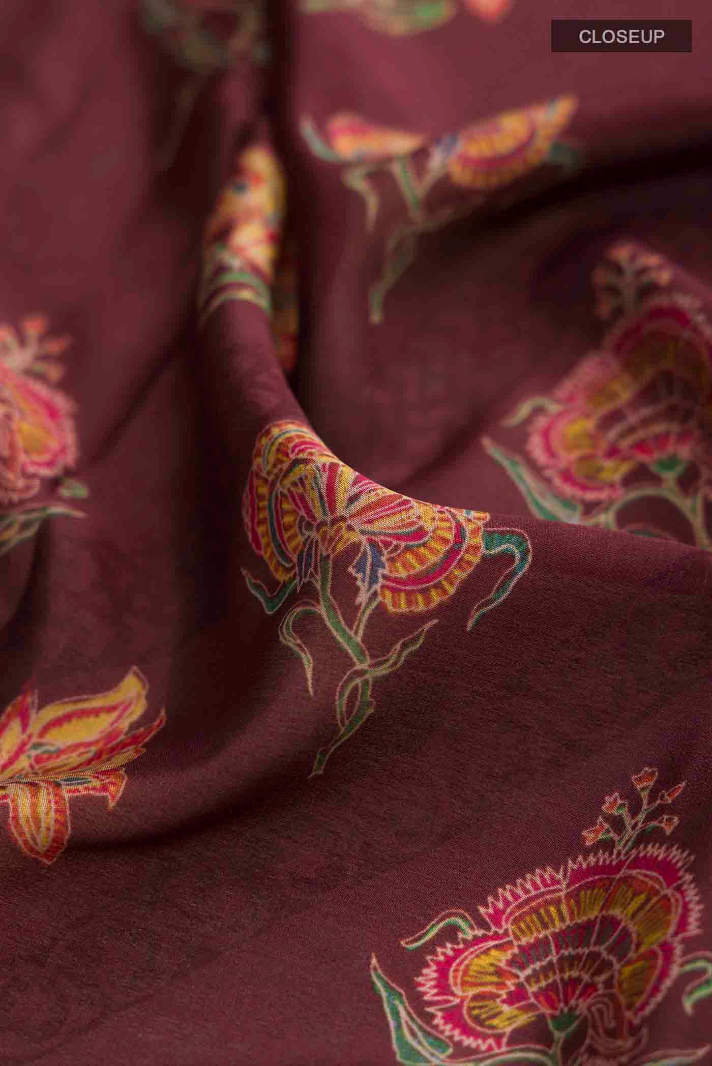 Brown Mysore Crepe Saree - Image 2