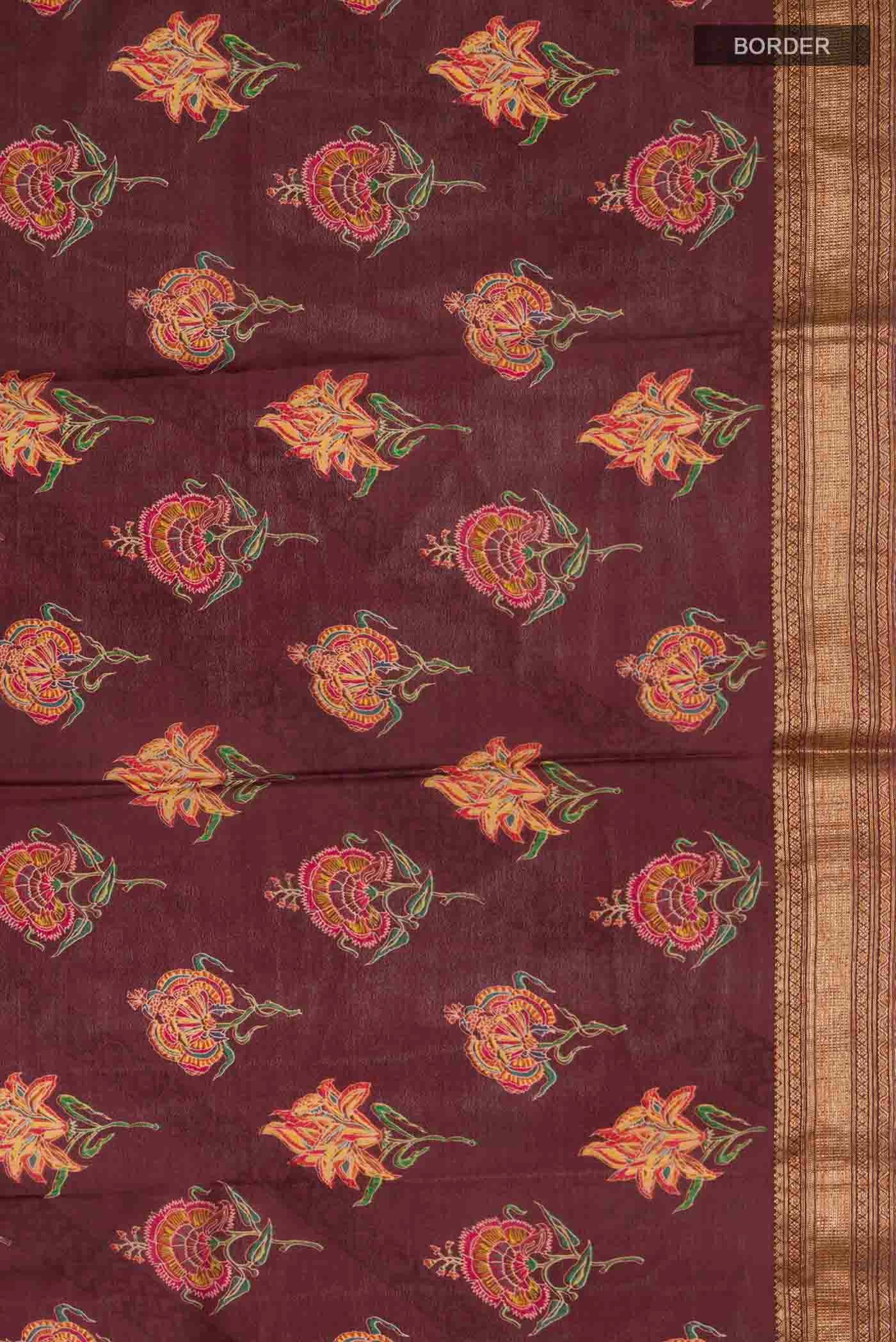 Brown Mysore Crepe Saree - Image 3