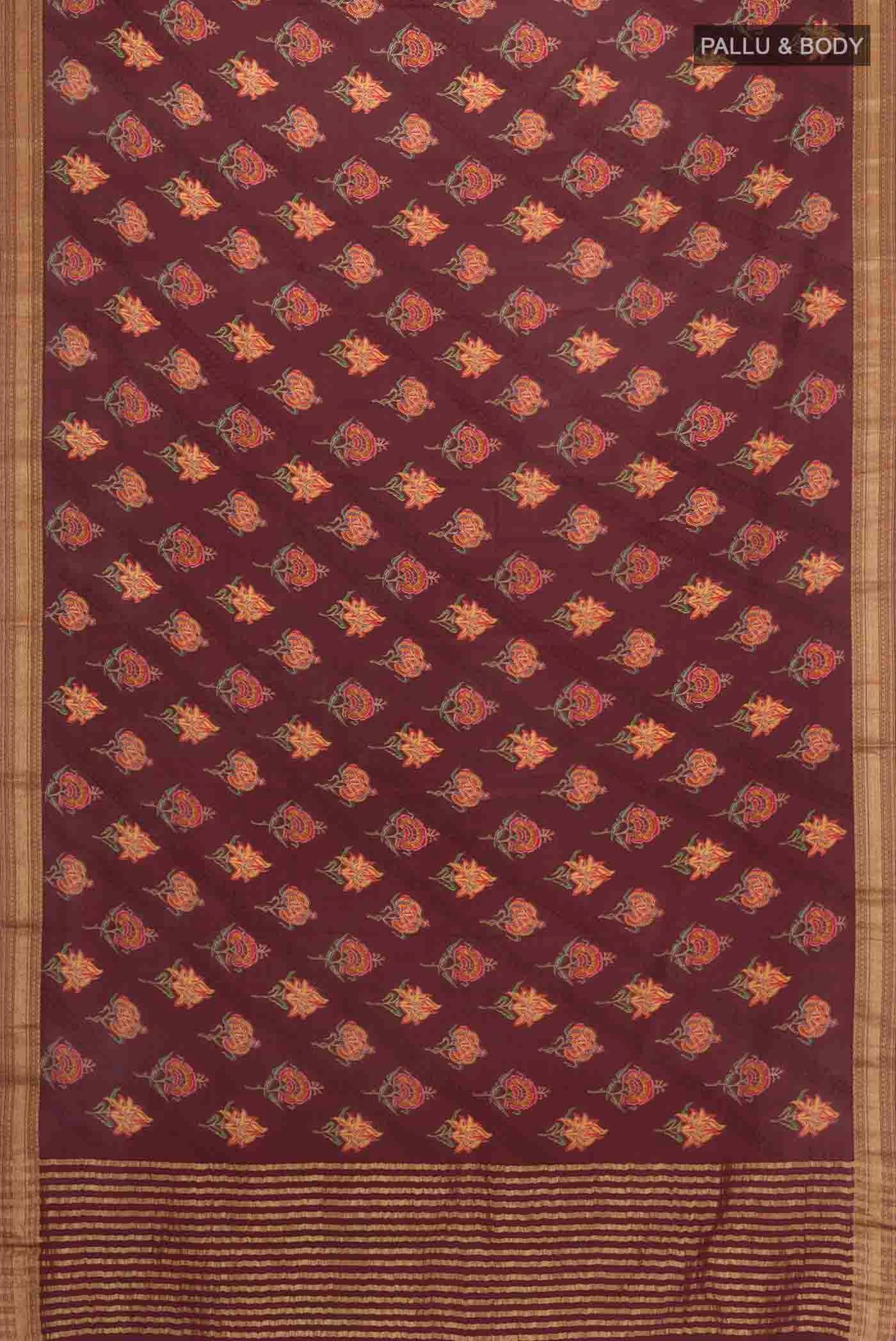 Brown Mysore Crepe Saree - Image 5