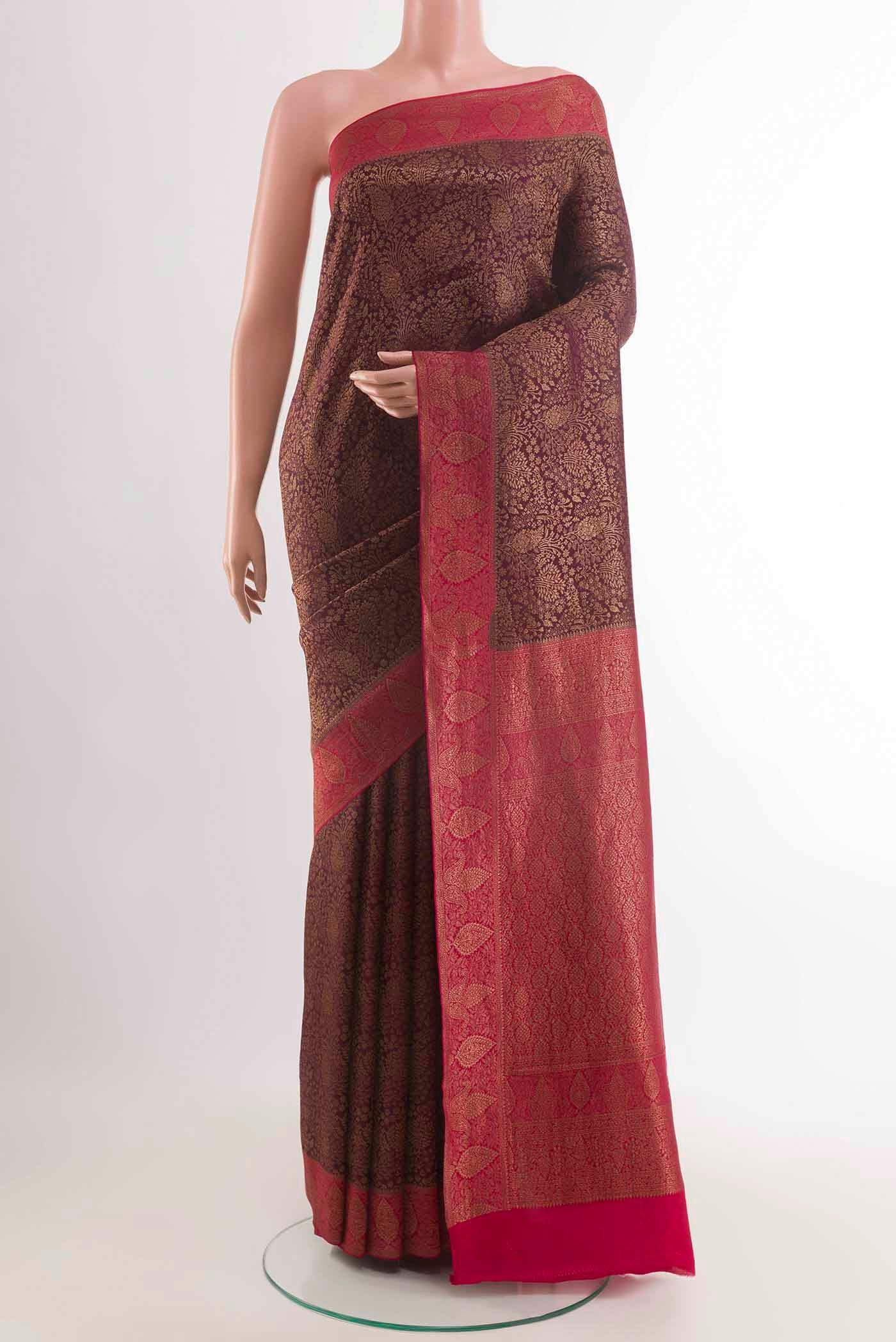 Brown Mysore Crepe Saree