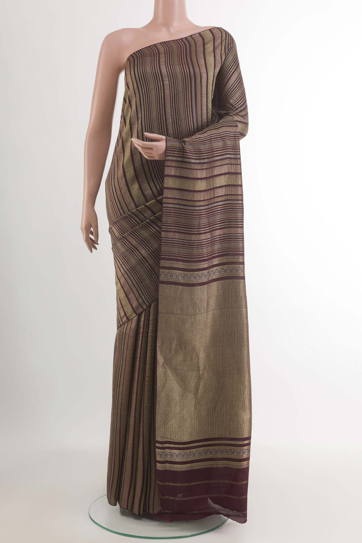 Coffee Brown Mysore Crepe Saree