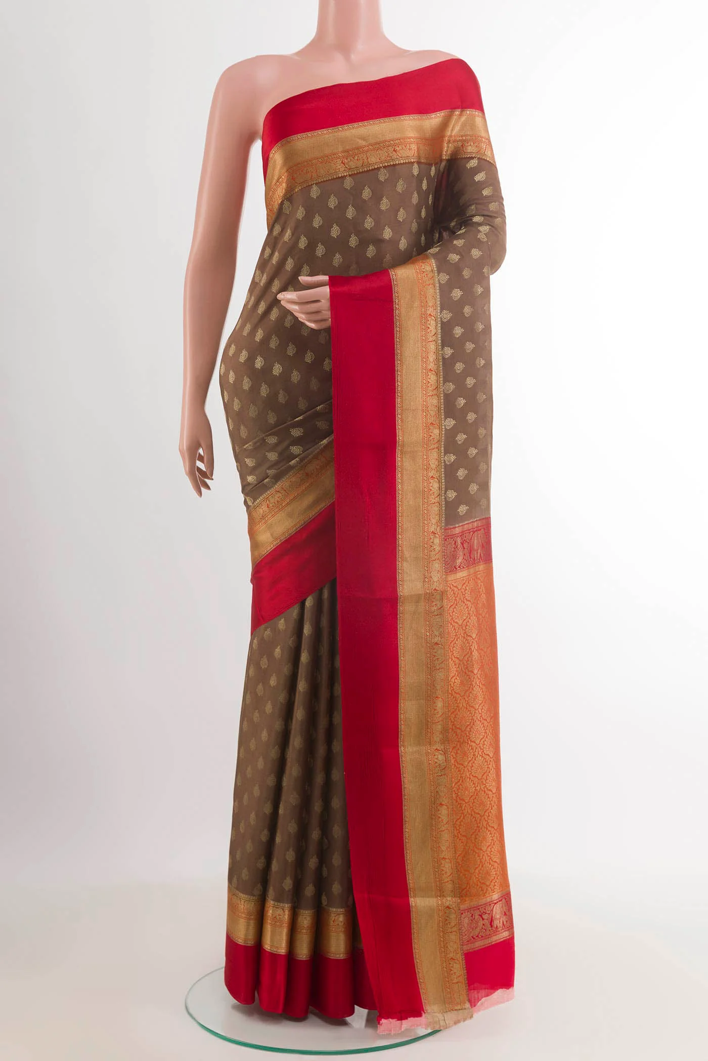 Brown Mysore Crepe Saree
