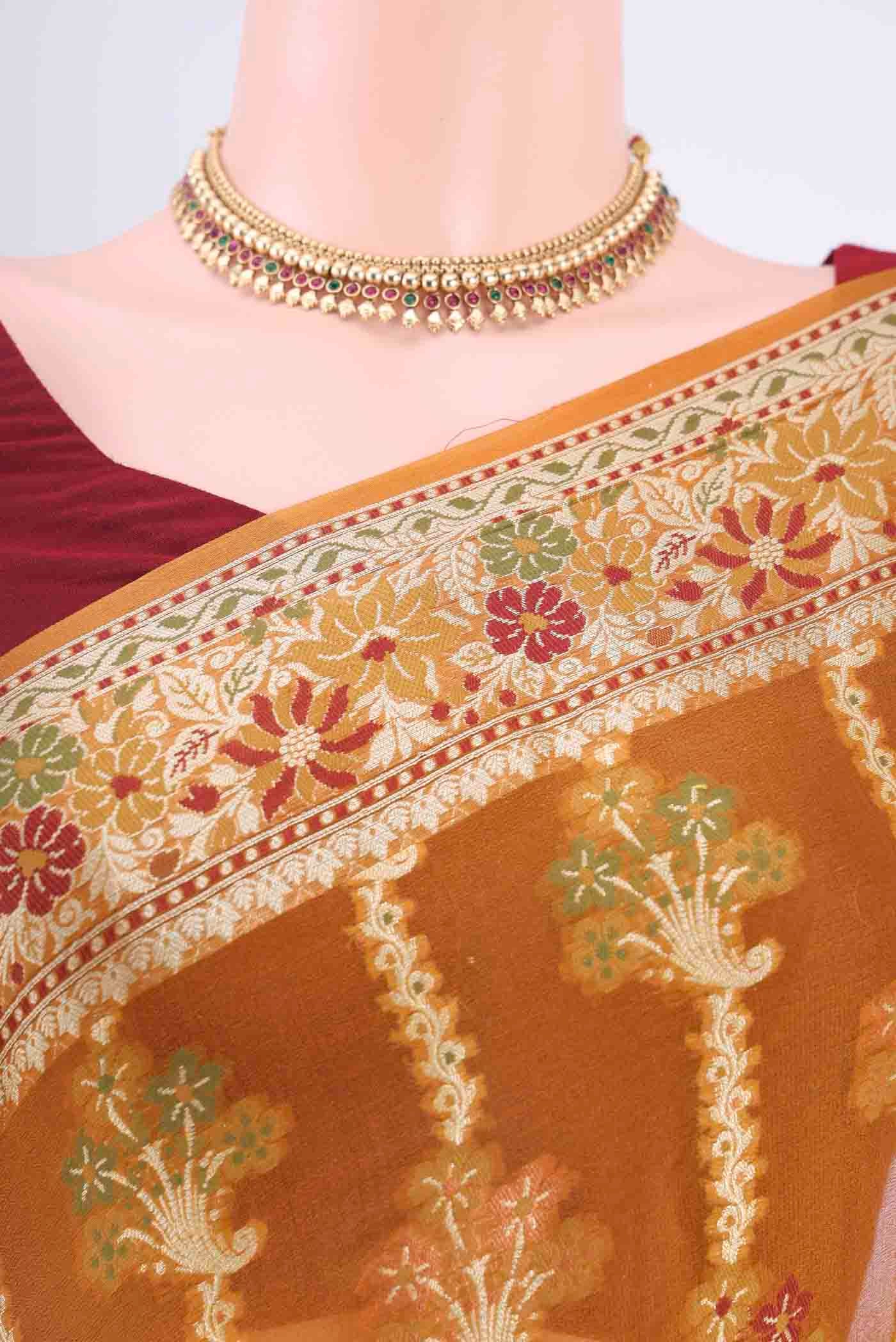 Brown Mysore Georgette Saree - Image 2