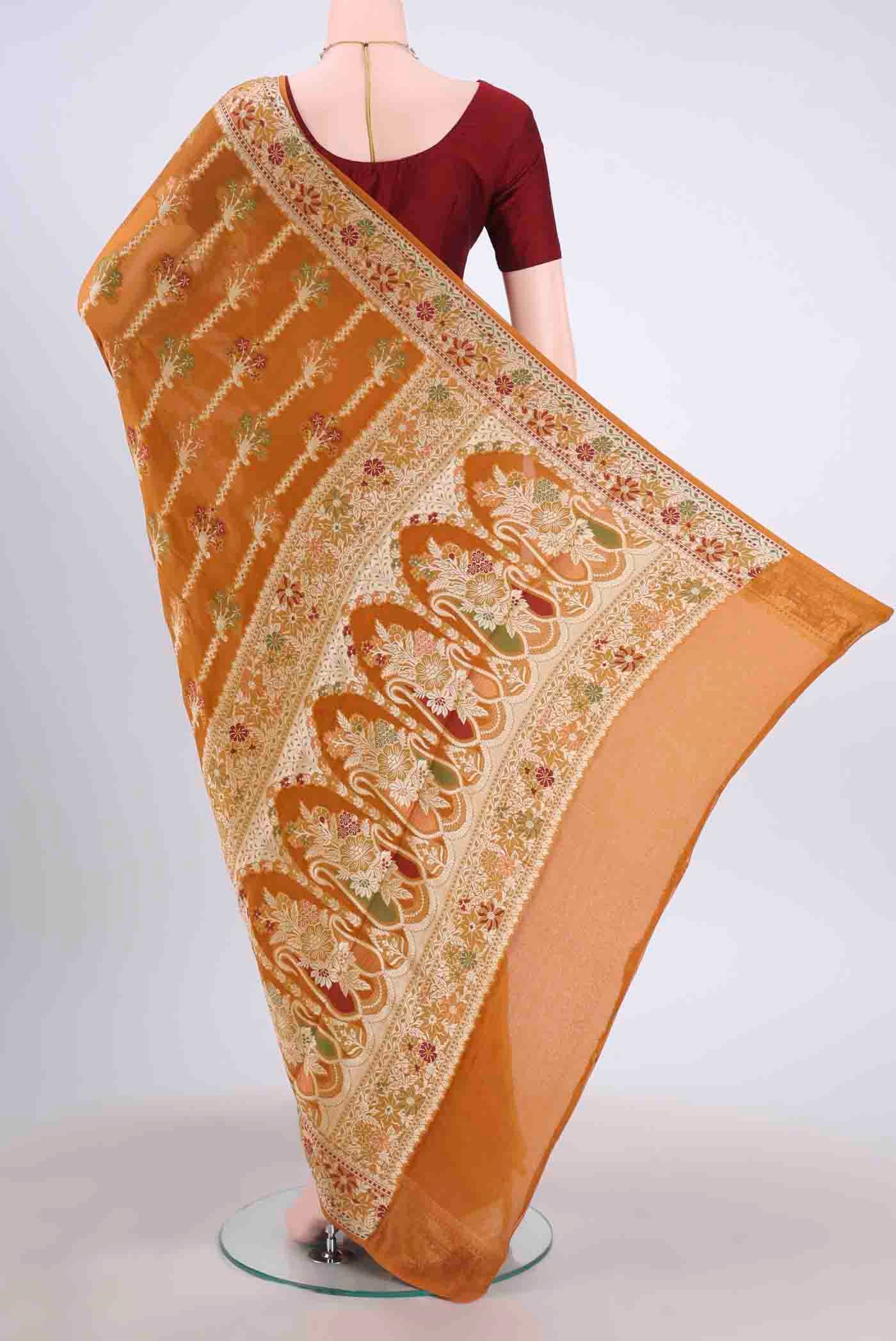 Brown Mysore Georgette Saree - Image 3
