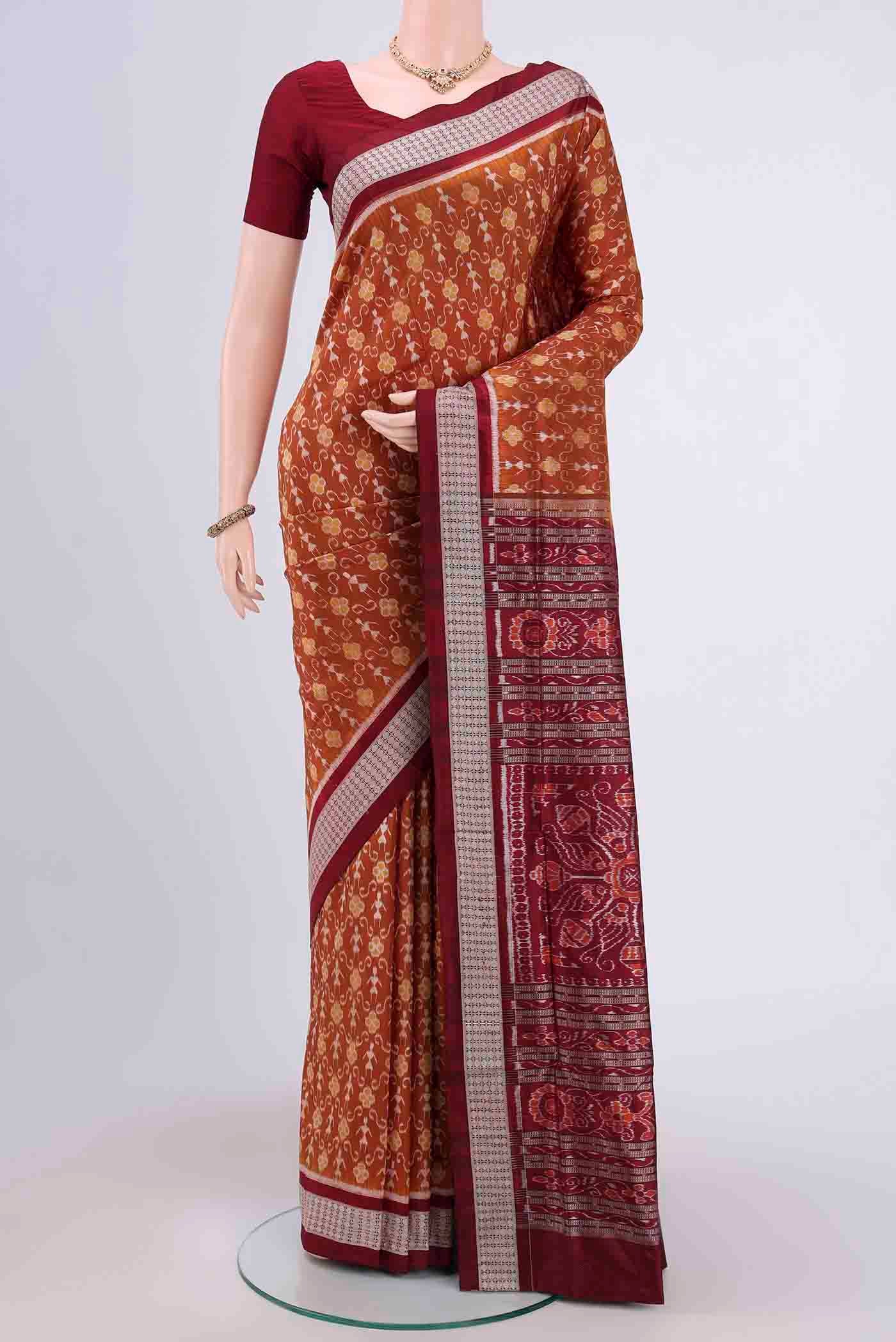 Brown Orissa Silk Saree - Image 2