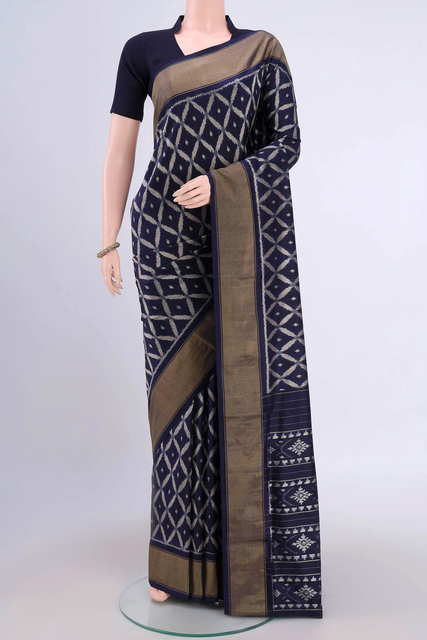 Navy Blue Pochampally Silk Saree