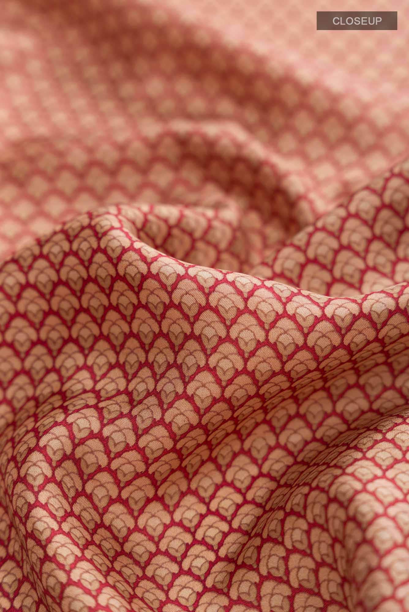 Brown Printed Silk Saree - Image 2
