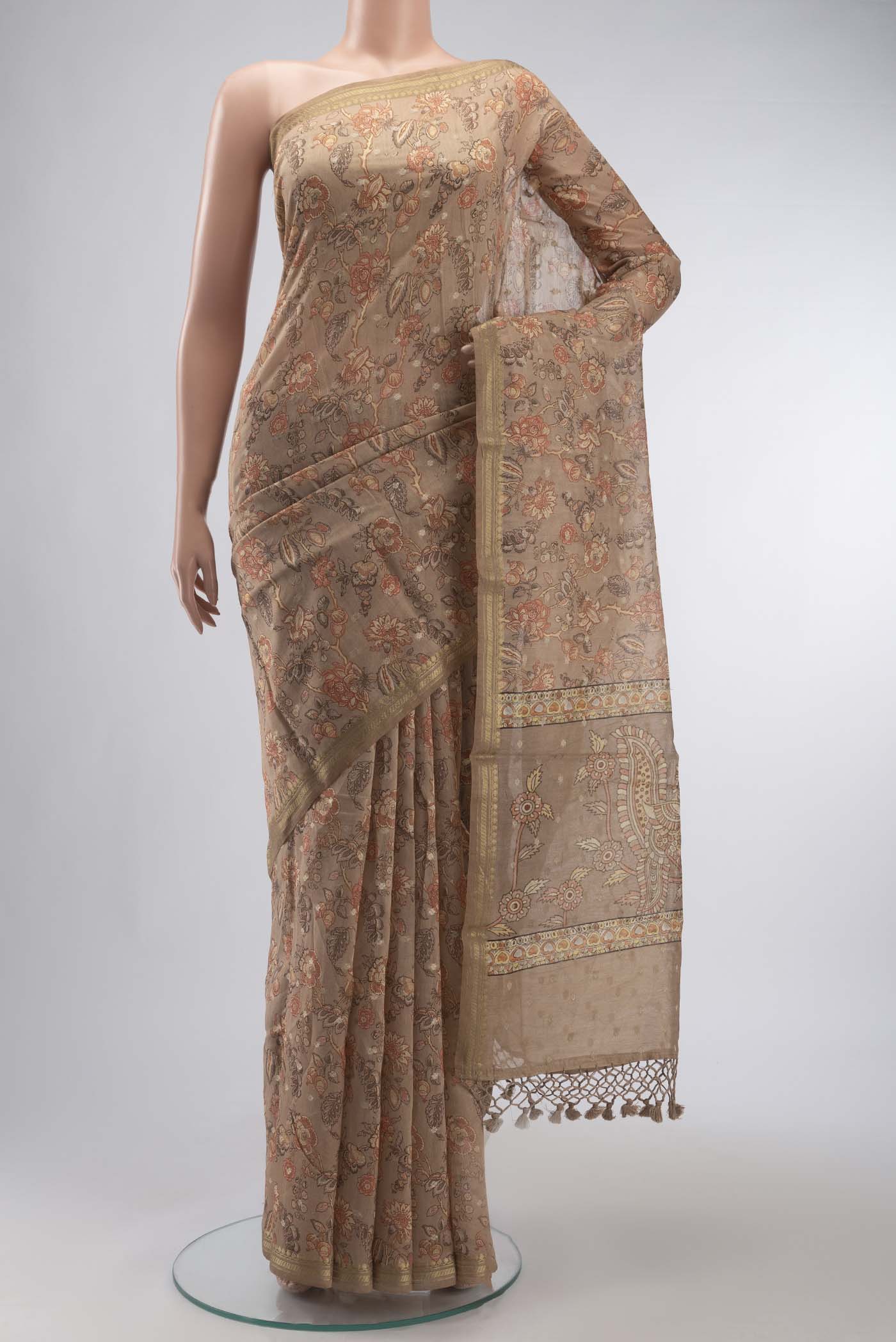 Brown Silk Cotton Saree