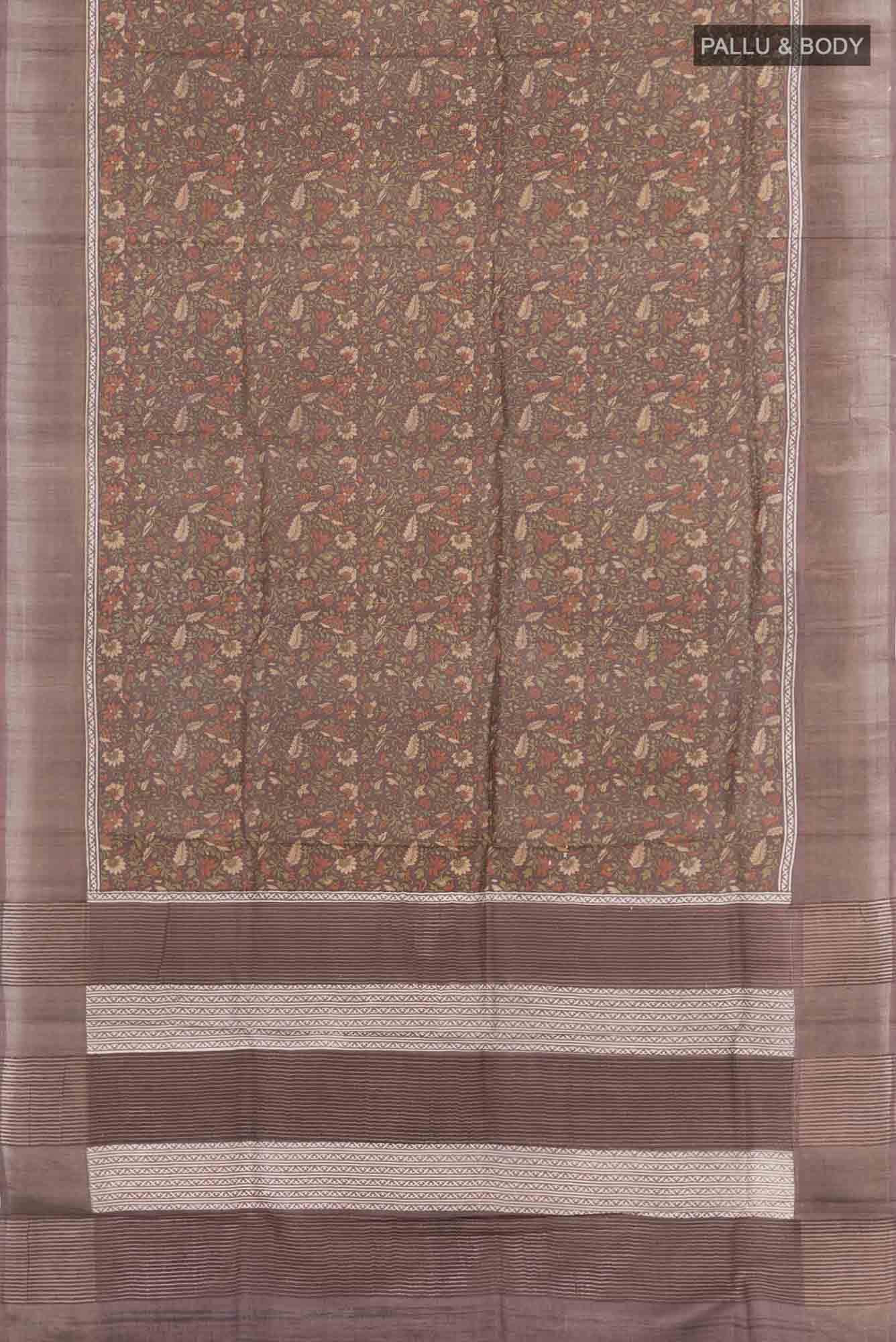 Brown Tussar Saree - Image 4