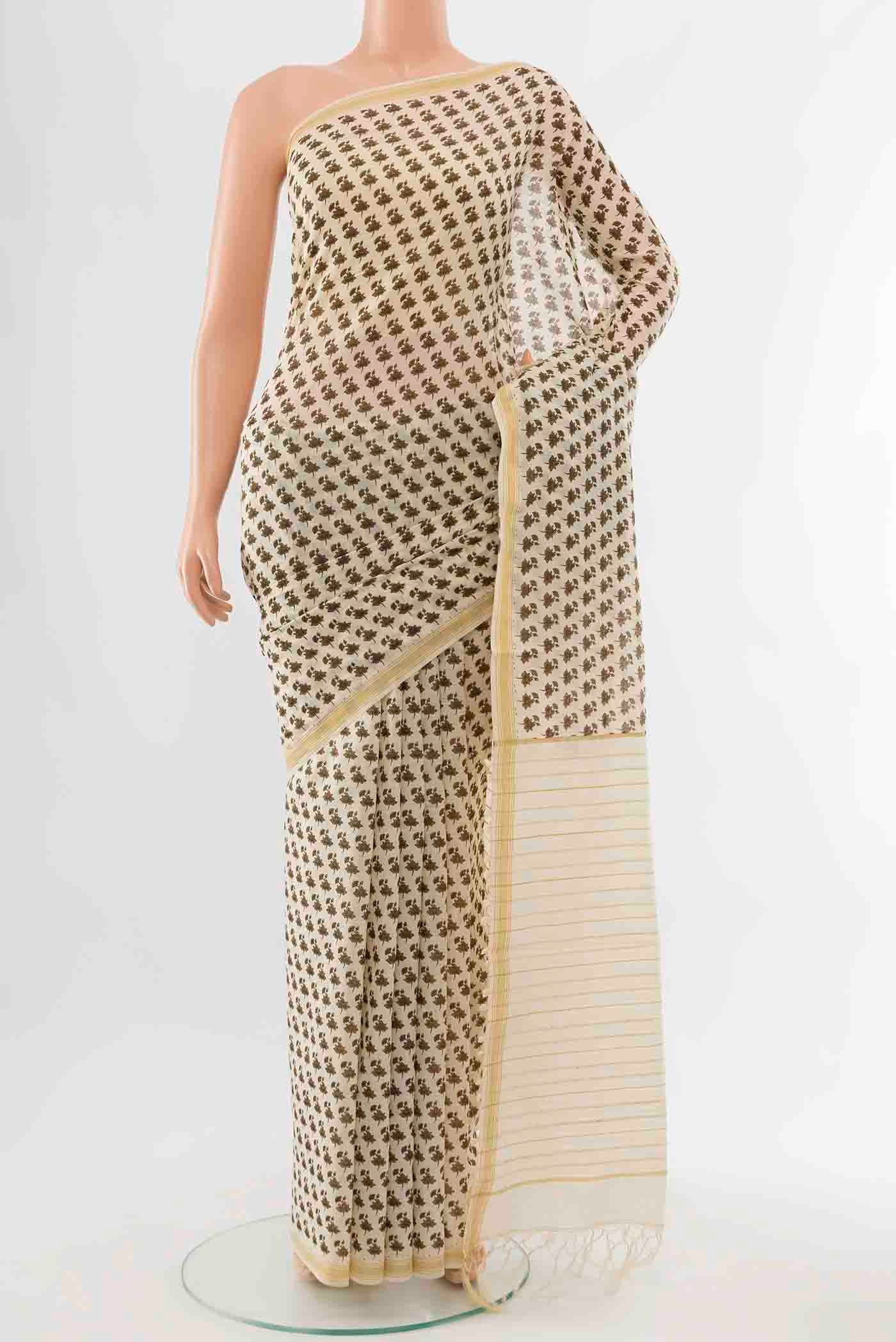 Brown Tussar Silk Saree