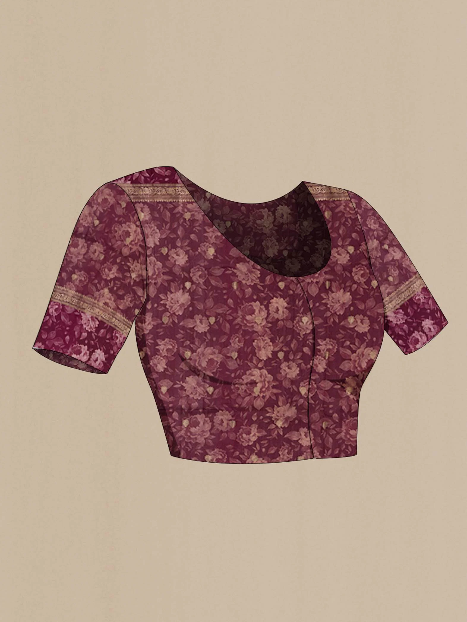 Burgundy Tussar Silk Saree - Image 4