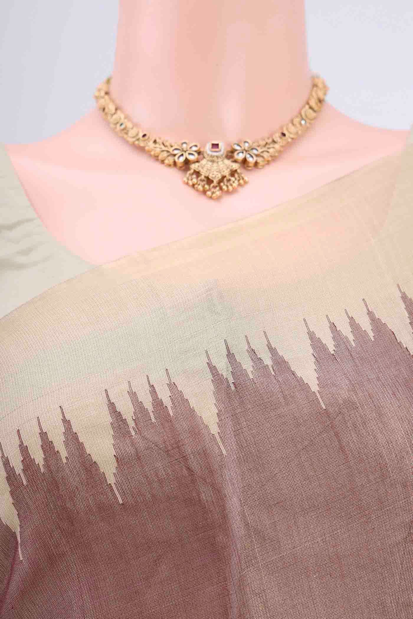 Brown Tussar Silk Saree - Image 2