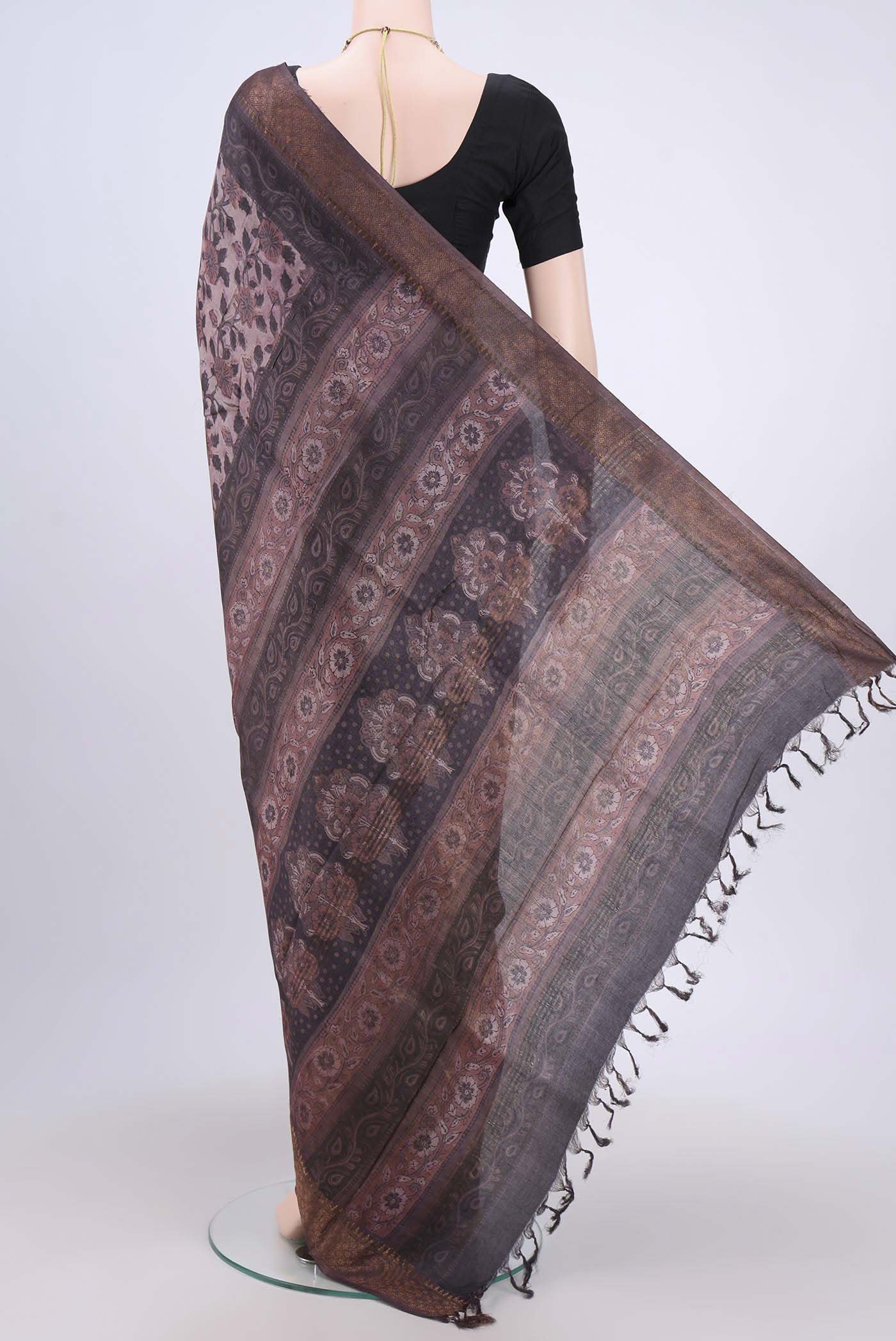 Brown Tussar Silk Saree - Image 3