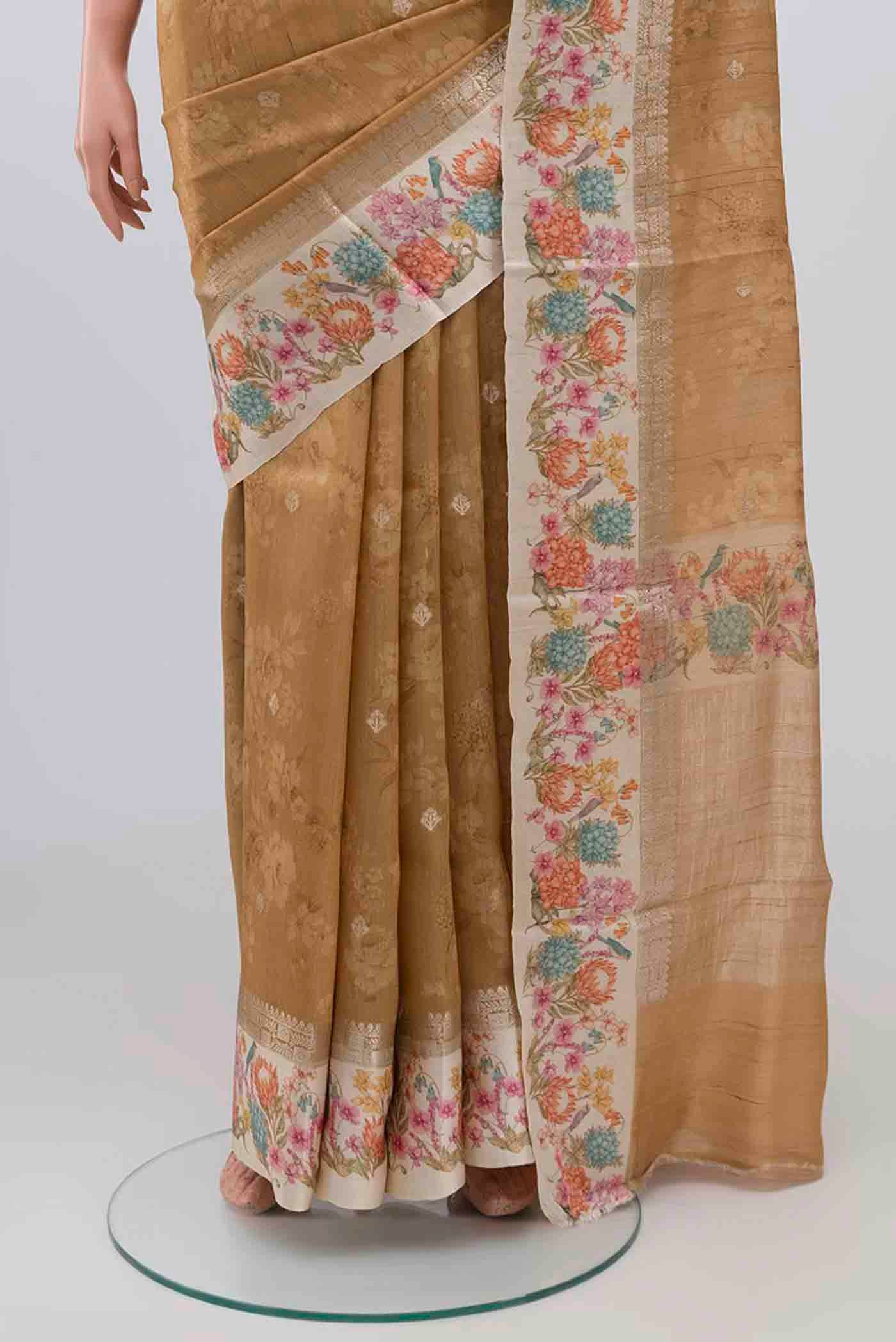 Brown Tussar Silk Saree - Image 3