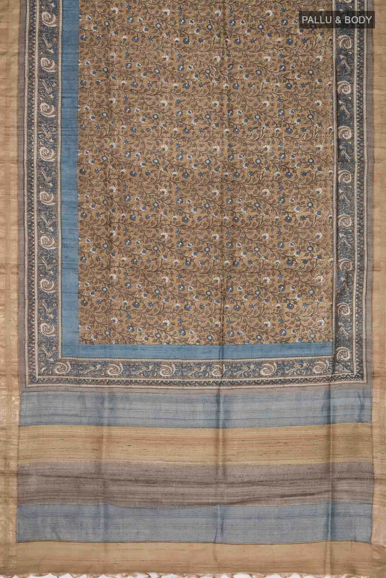 Brown Tussar Silk Saree - Image 3