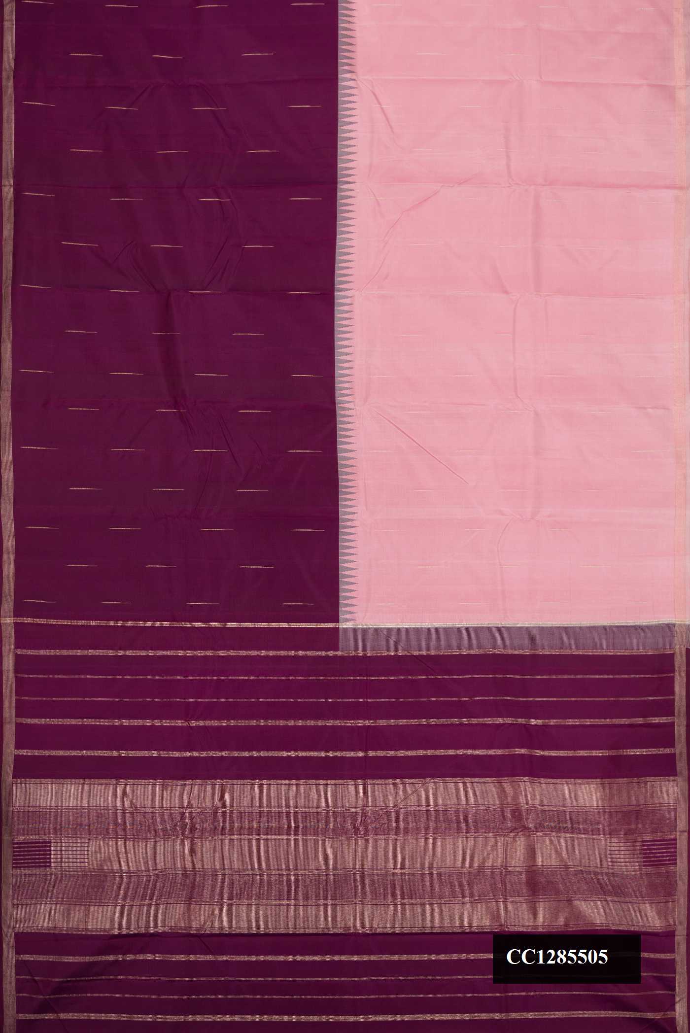 Burgandy and Pink Dual Tone Kanchipuram Silk Saree