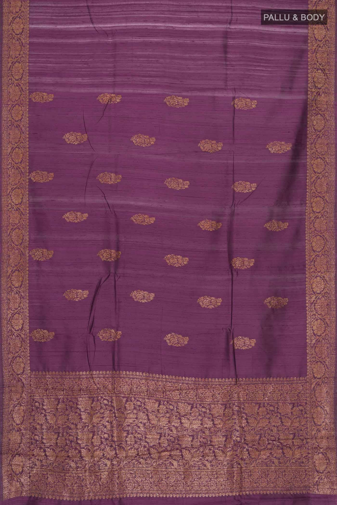 Burgundy Banarasi Tussar Silk Saree - Image 5