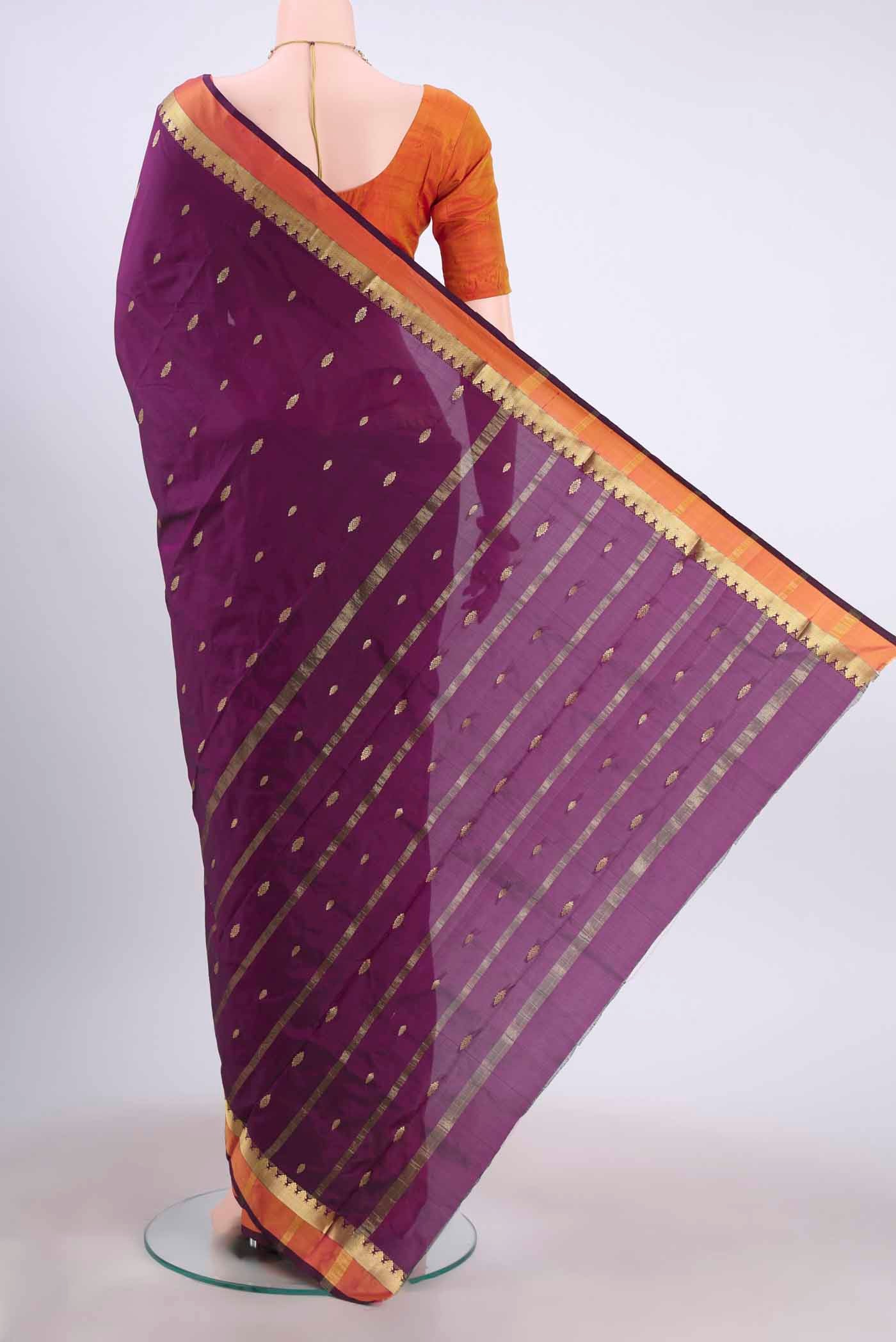 Burgundy Blended Bangalore Silk Saree - Image 3