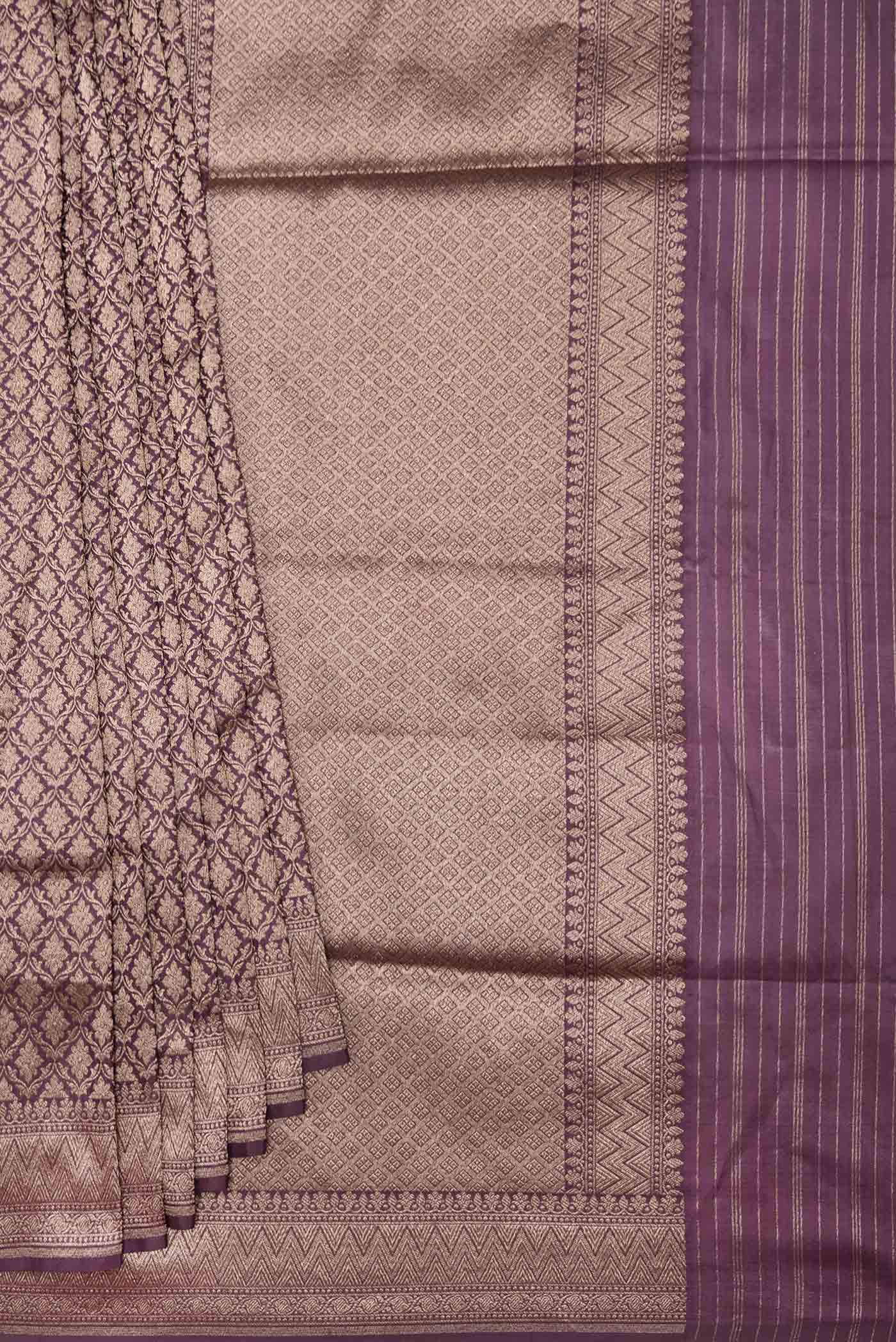 Burgundy Dual Tone Banarasi Silk Saree - Image 4