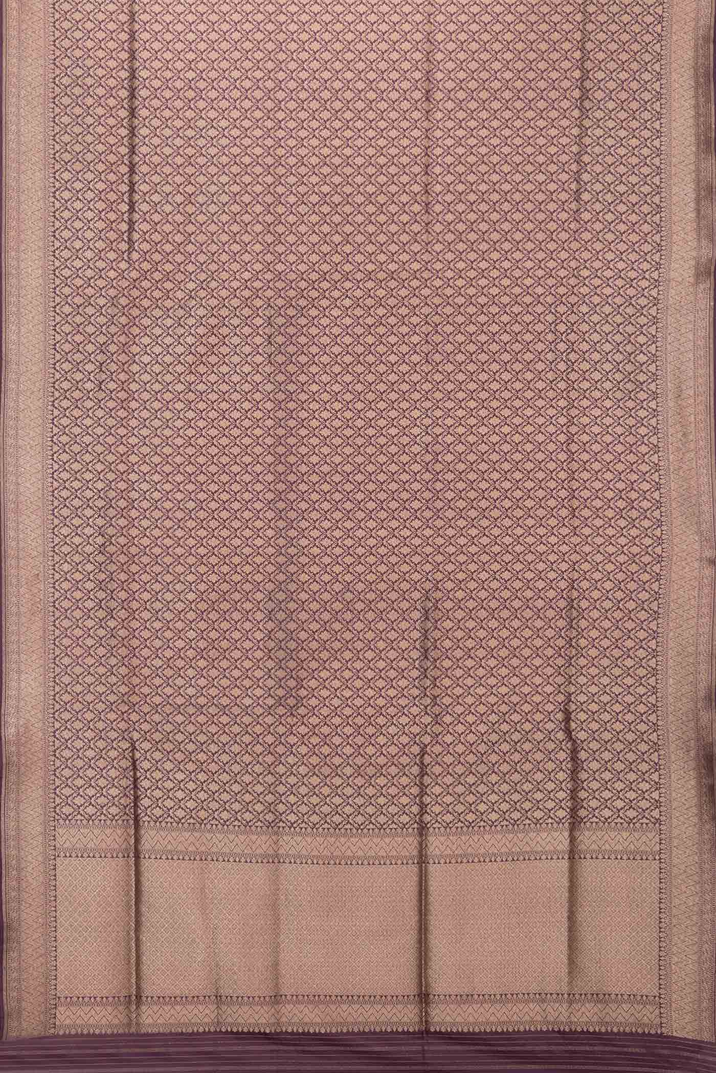 Burgundy Dual Tone Banarasi Silk Saree - Image 6
