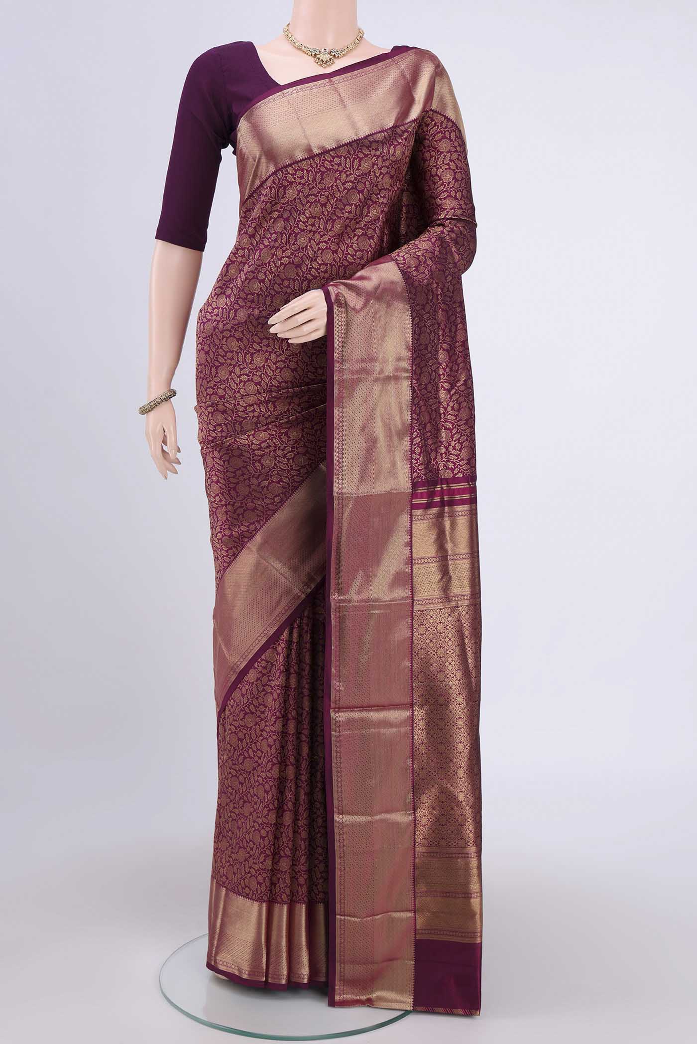 Burgundy Bangalore Silk Saree