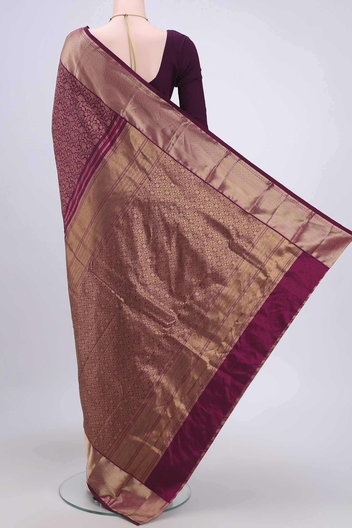 Burgundy Bangalore Silk Saree - Image 3