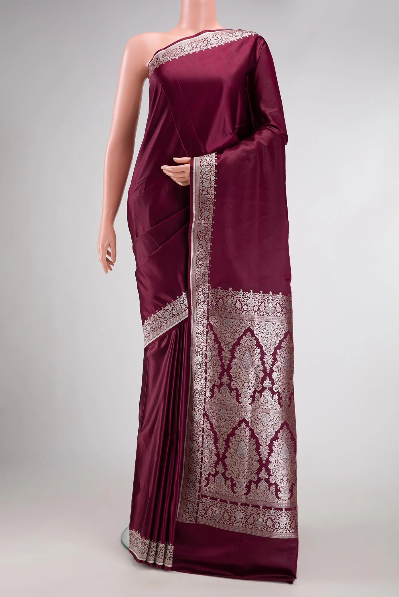 Burgundy Blended Banarasi Silk Saree