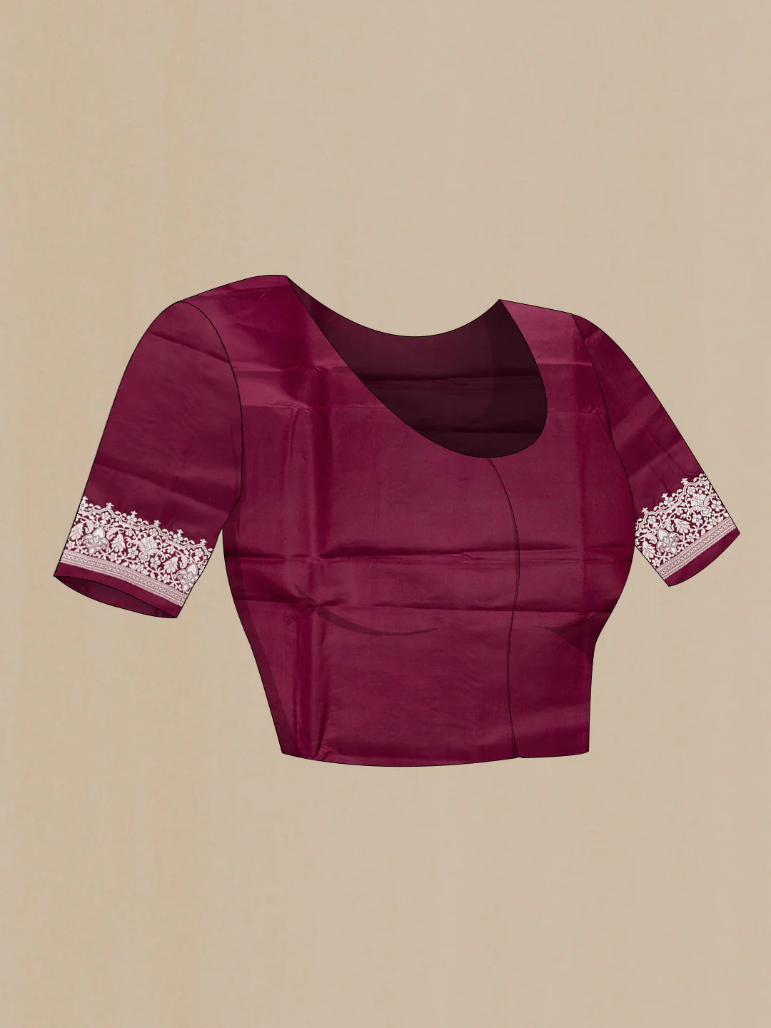 Burgundy Blended Banarasi Silk Saree - Image 4