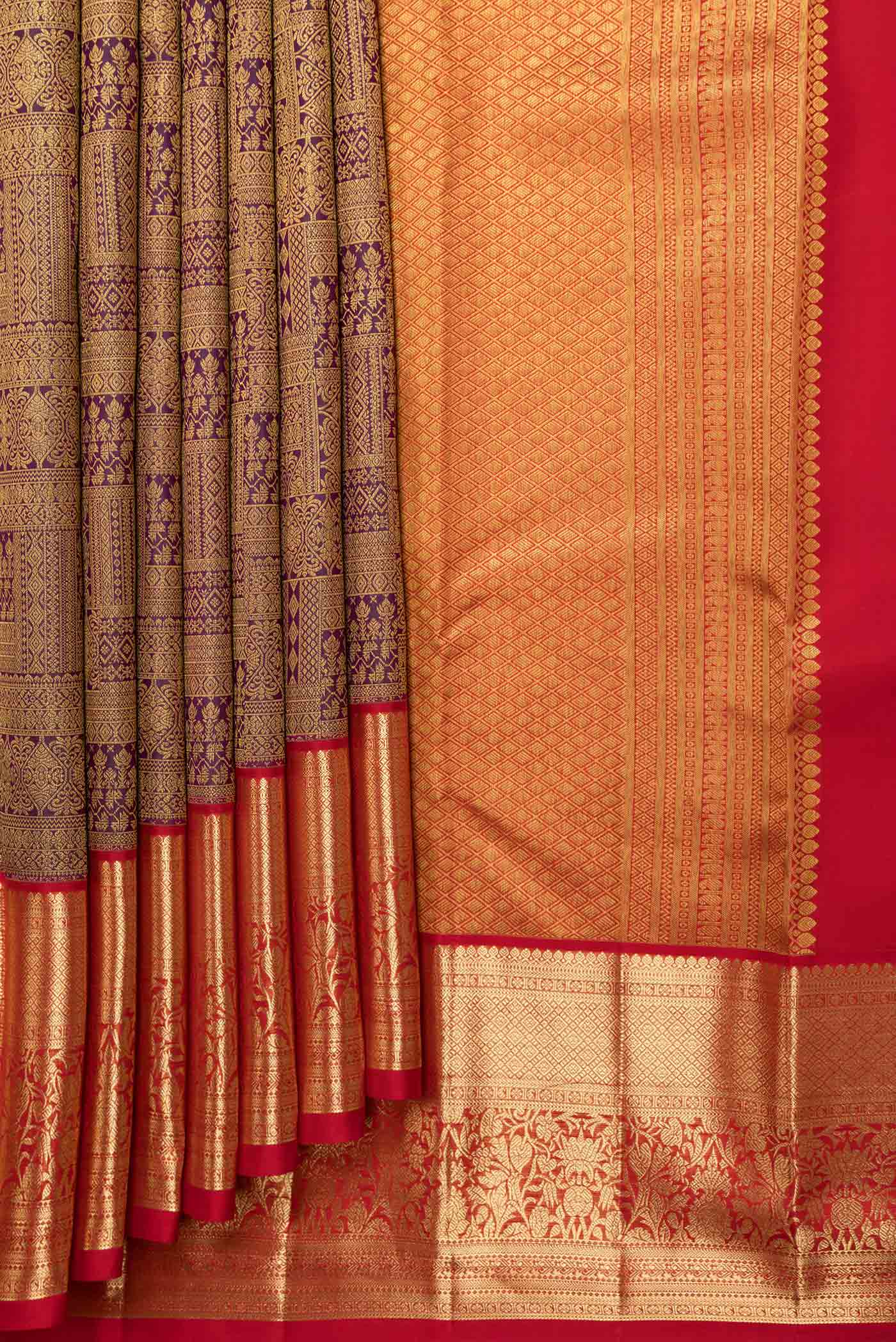 Burgundy Dual Tone Kanchipuram Saree - Image 4