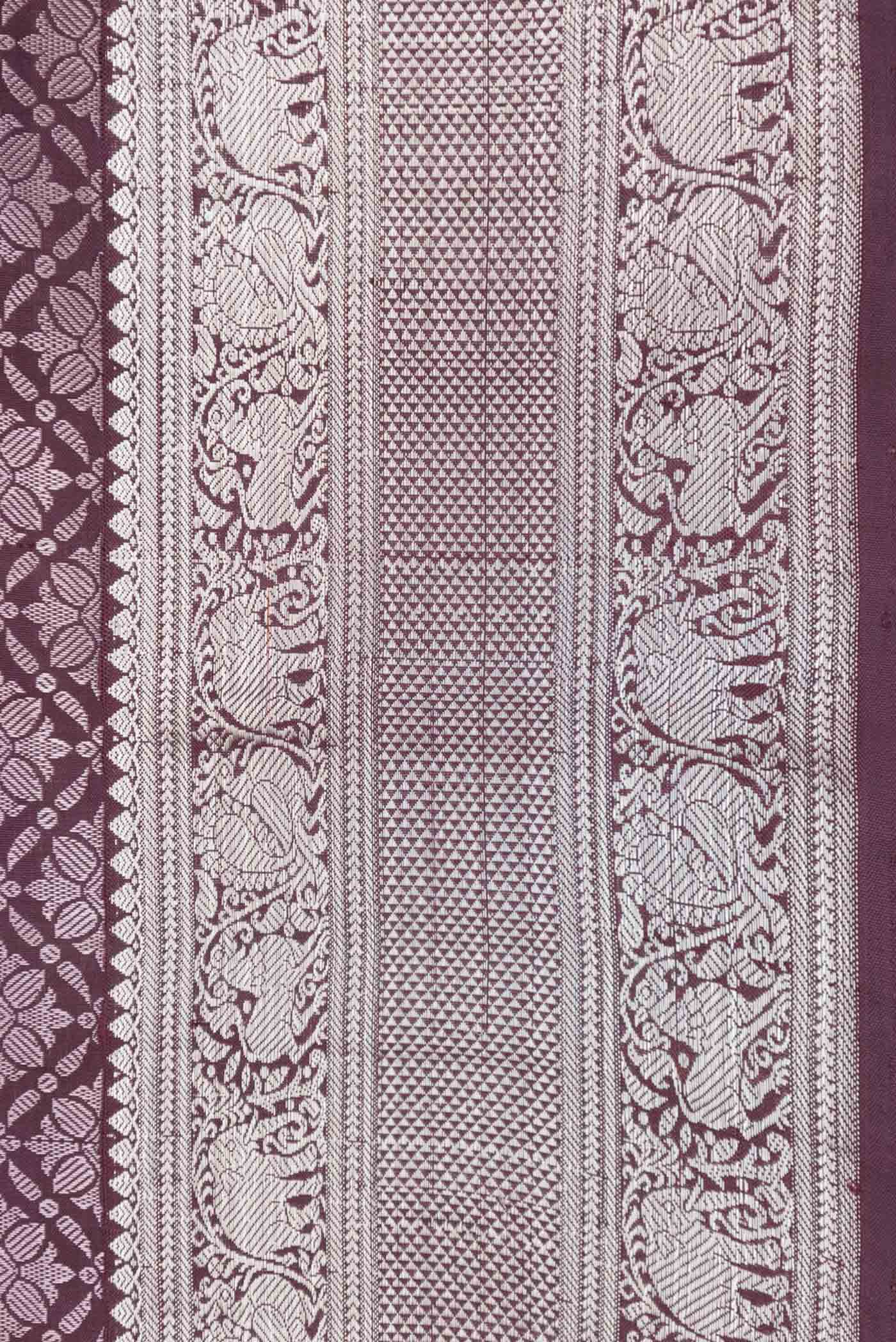 Burgundy Dual Tone Kanchipuram Silk Saree - Image 3