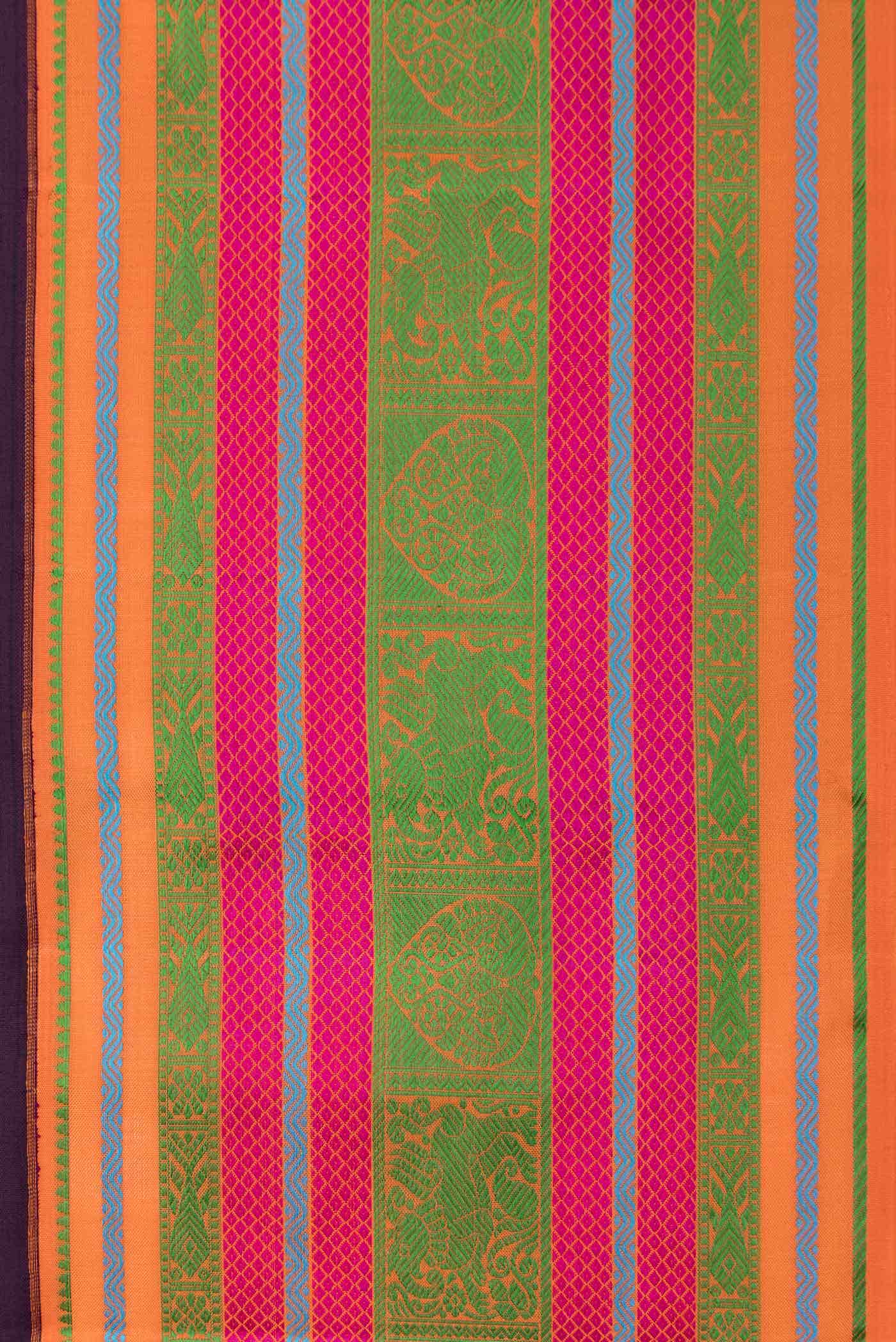 Burgundy Dual Tone Kanchipuram Silk Saree - Image 6