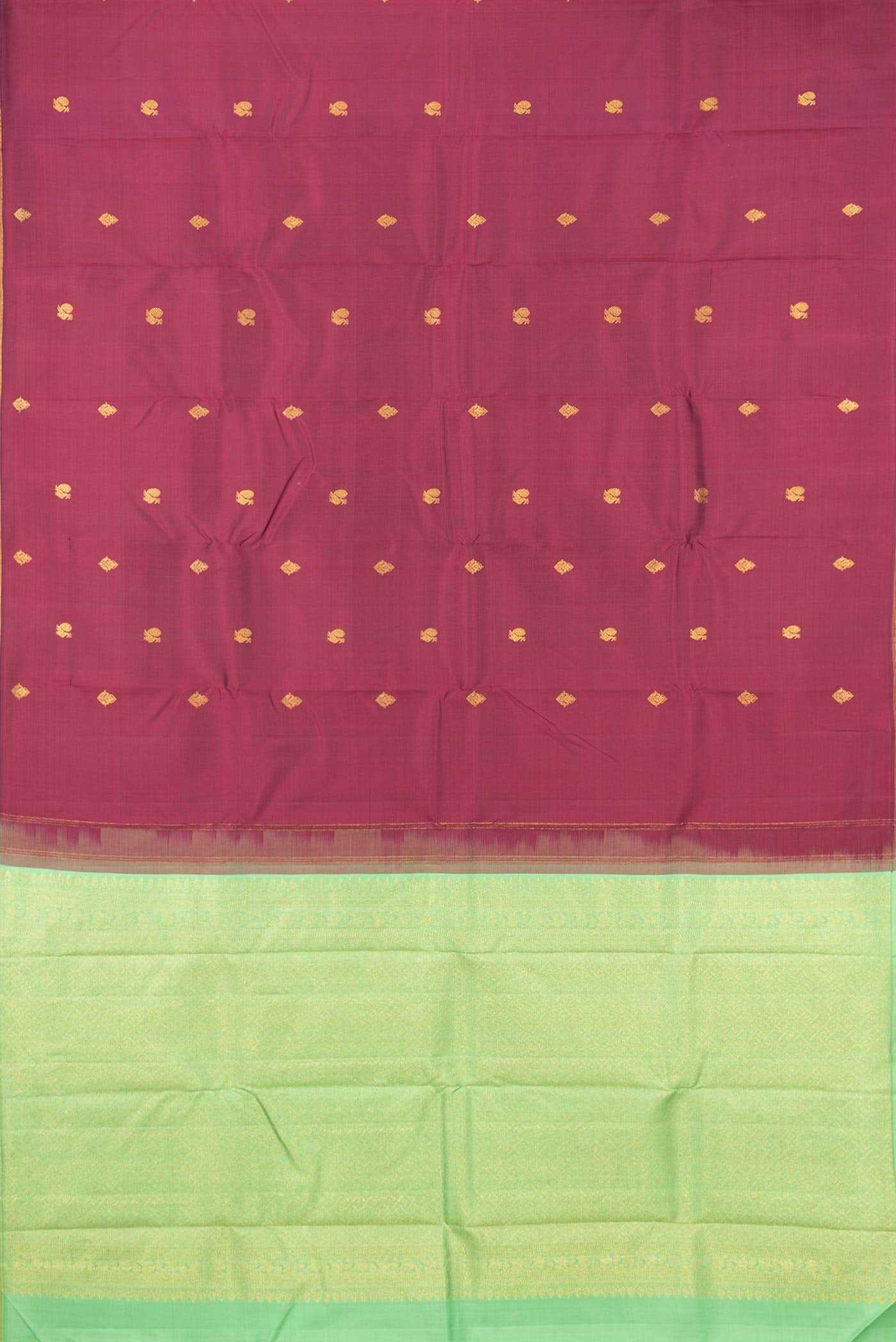 Pure Silk Pure Zari Burgundy Dual Tone Kanchipuram Saree - Image 4