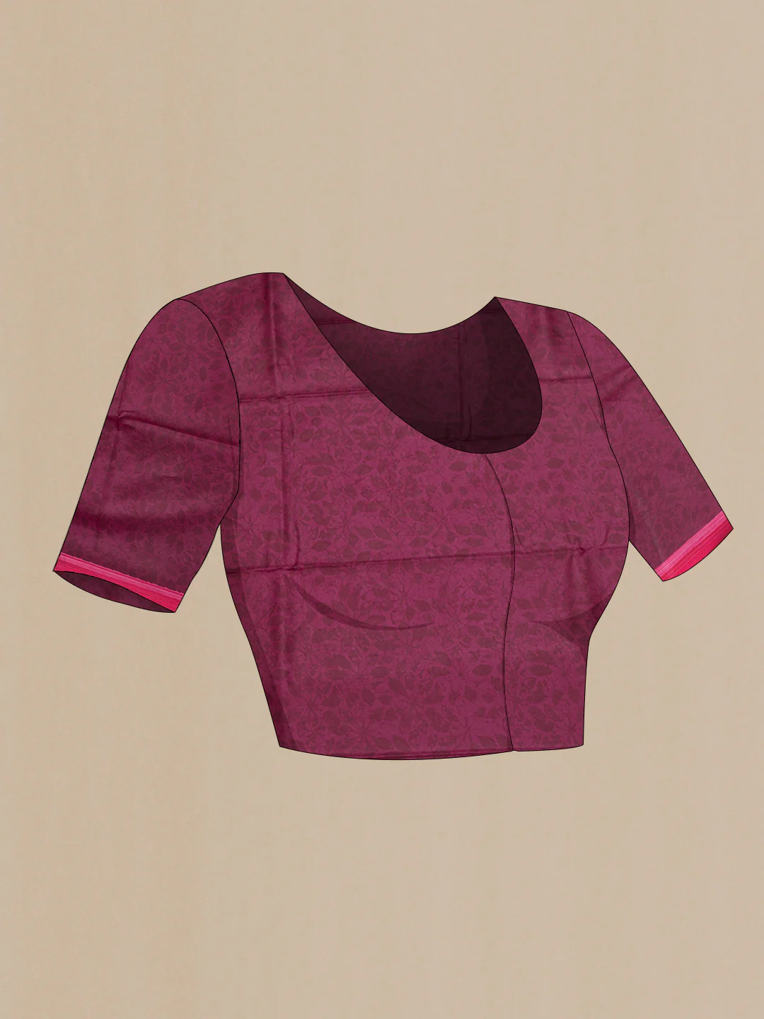 Burgundy Dual Tone Mysore Crepe Saree - Image 4