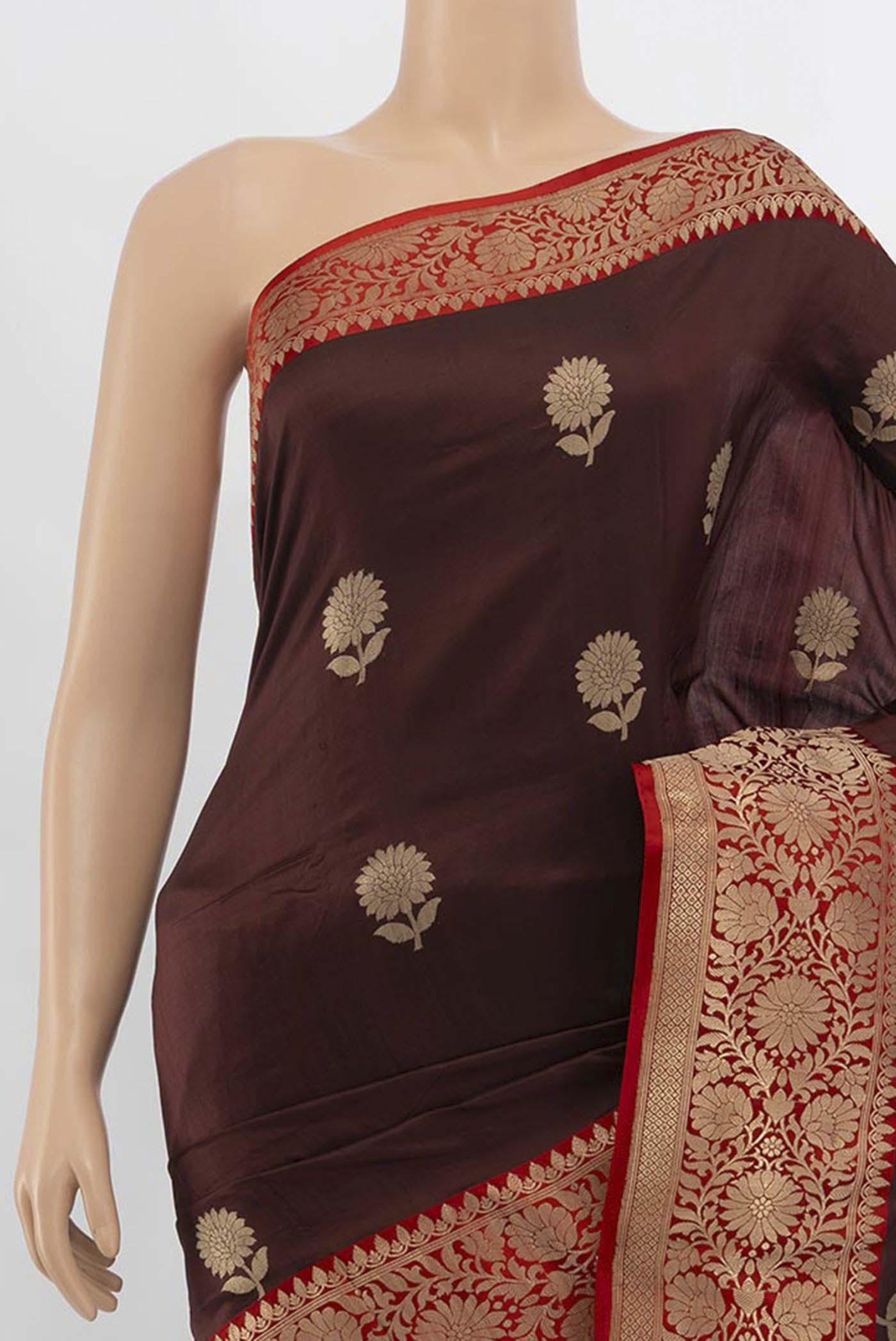 Coffee Brown Banarasi Katan Silk Saree - Image 2