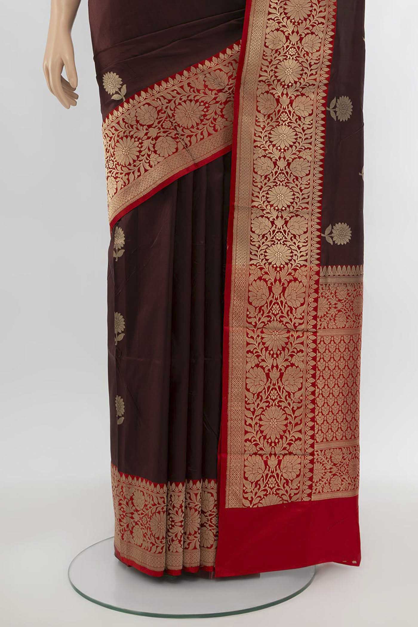 Coffee Brown Banarasi Katan Silk Saree - Image 3
