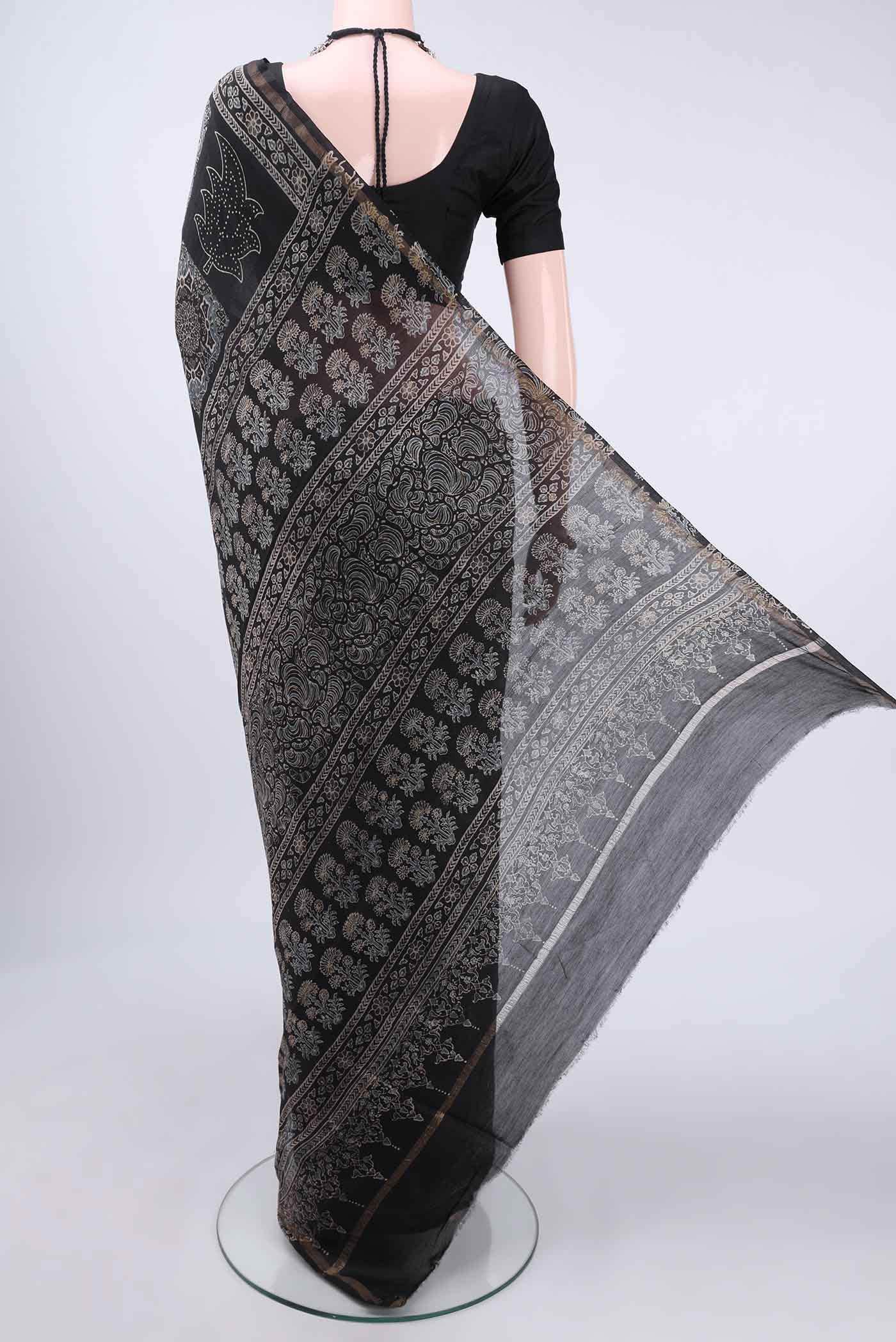 Coffee Brown Chanderi Silk Cotton Saree - Image 2