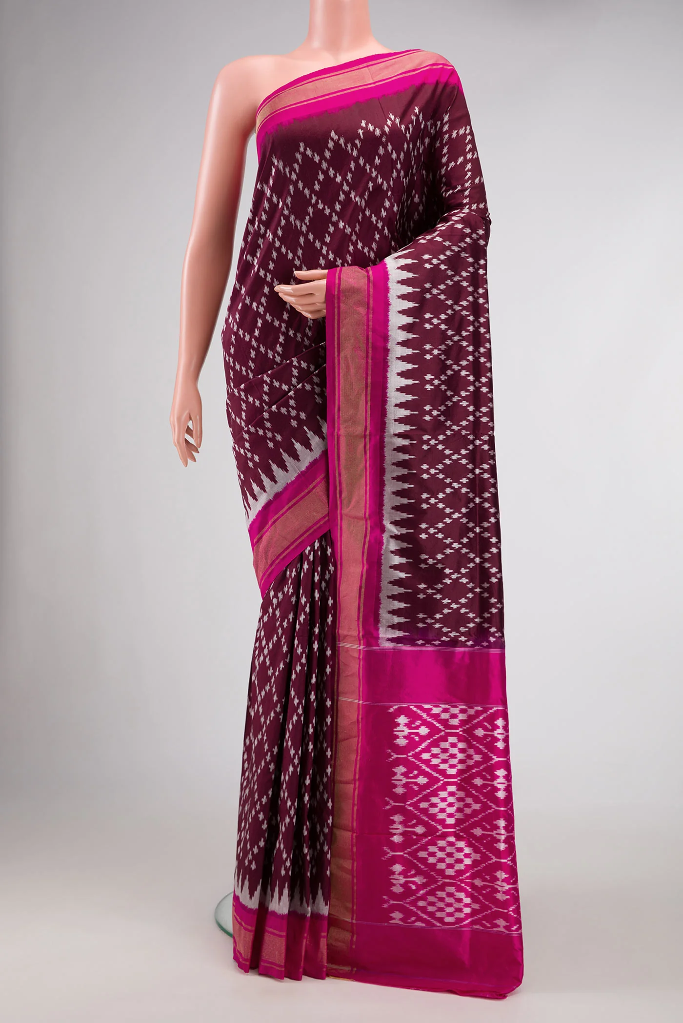Coffee Brown Double Ikat Saree