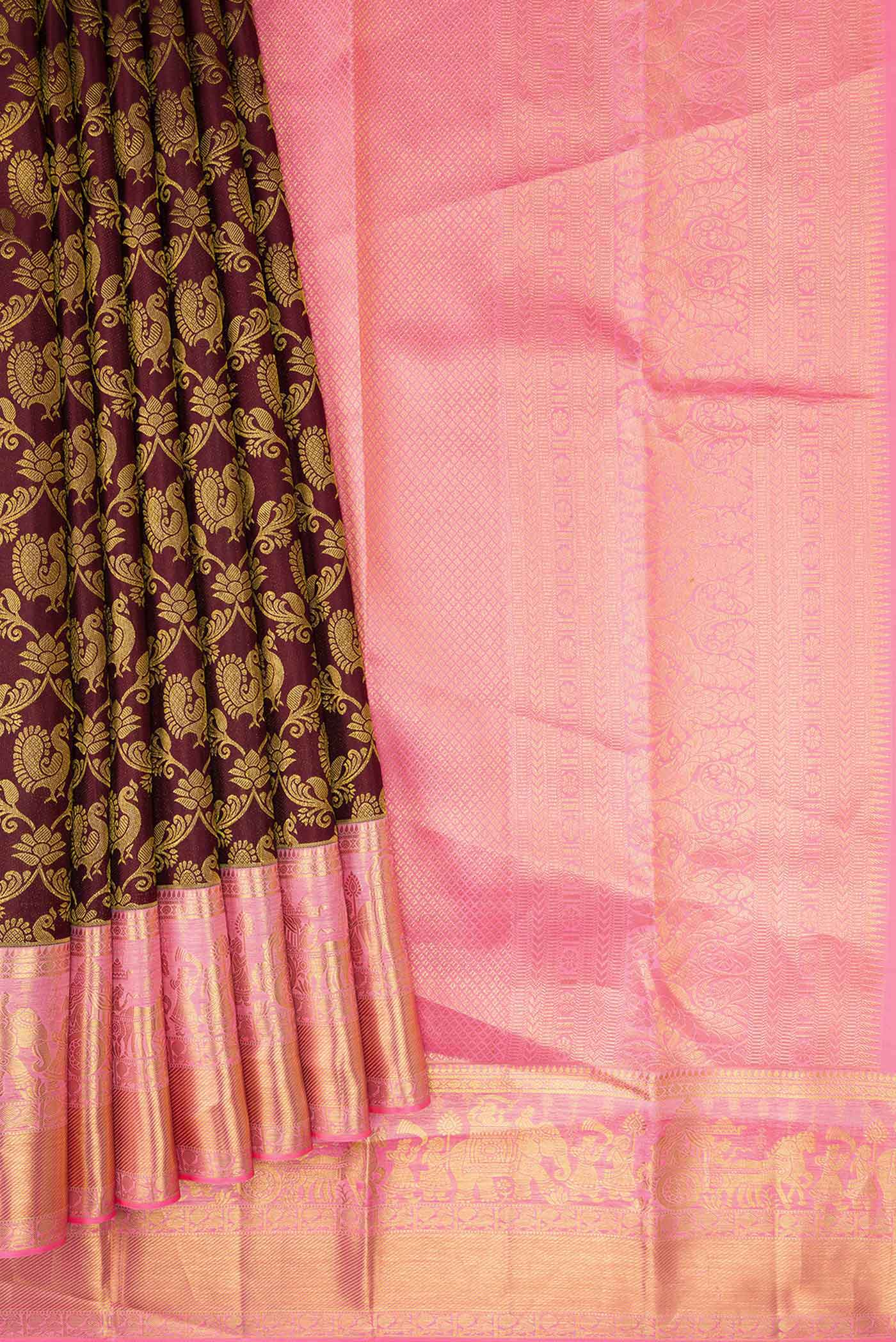 Coffee Brown Kanchipuram Silk Saree - Image 4