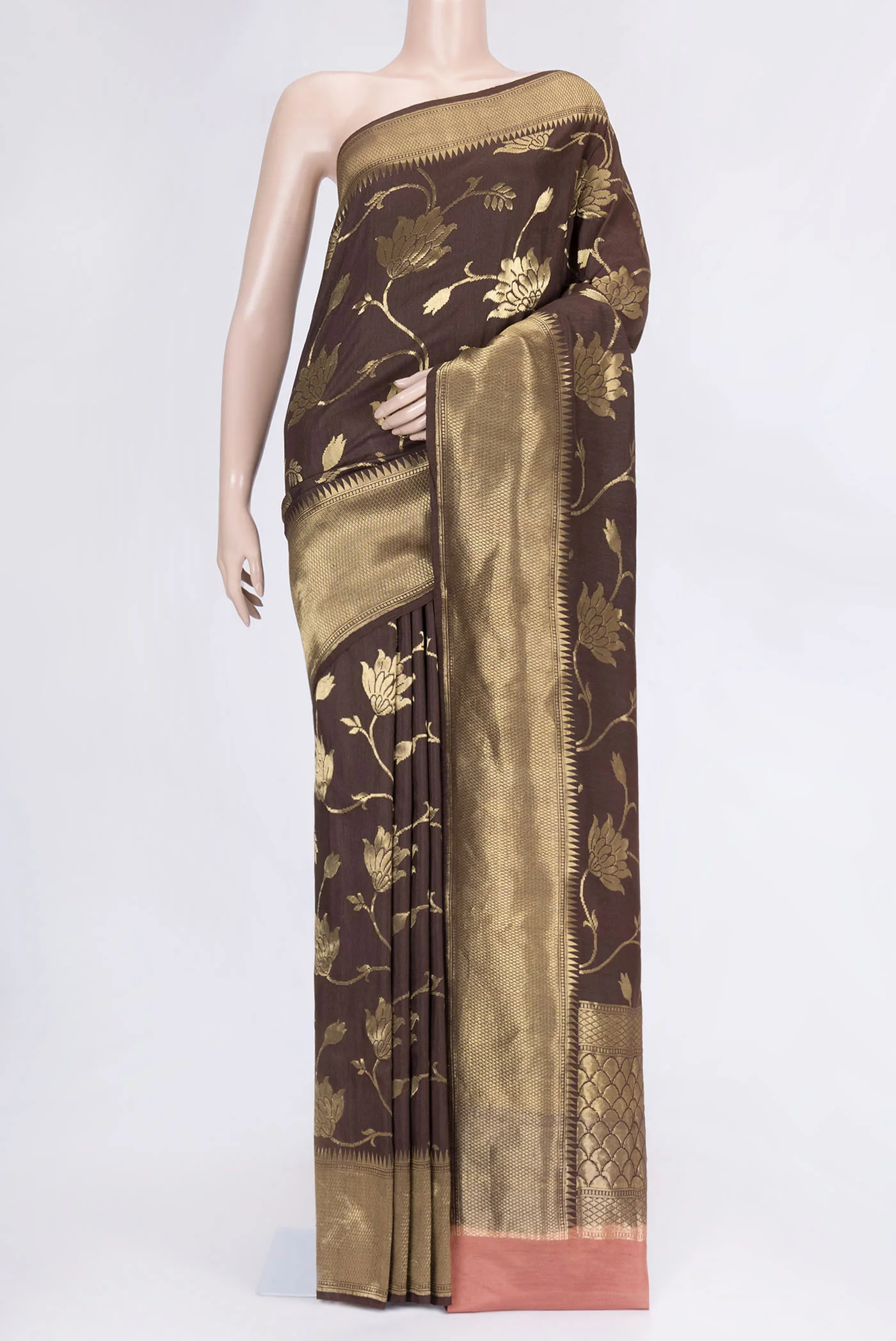 Coffee Brown Banarasi Tussar Georgette Saree