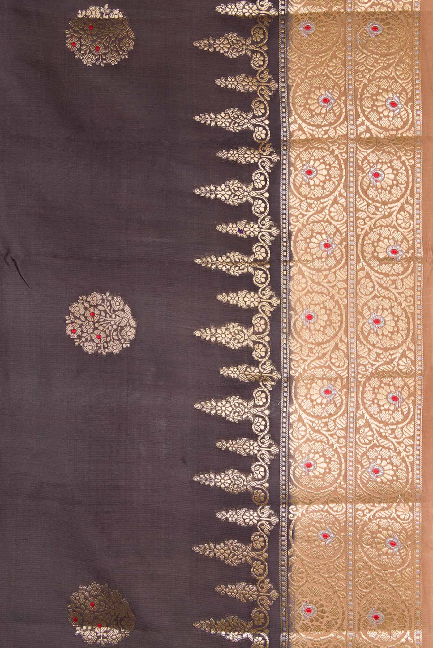 Coffee Brown Banarasi Raw Silk Saree - Image 3