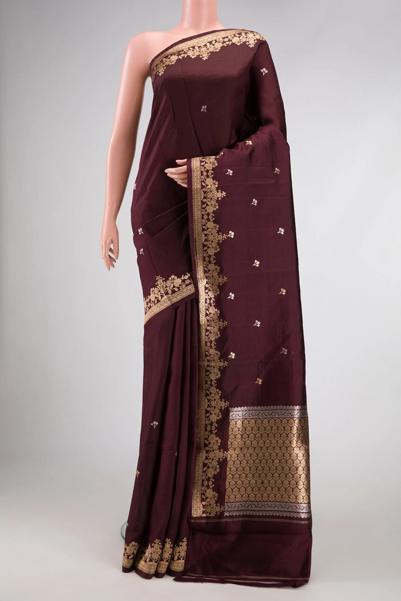 Coffee Brown Banarasi Katan Silk Saree