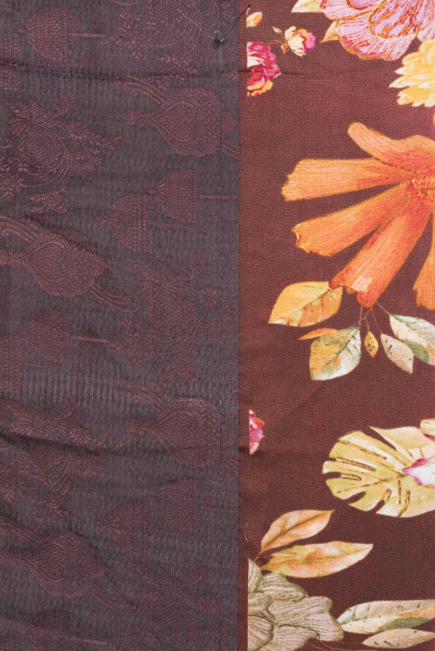 Coffee Brown Dual Tone Tussar Silk Saree - Image 5