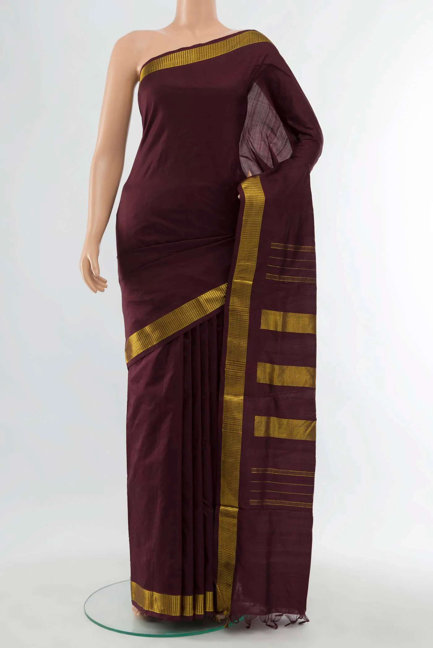 Coffee Brown Kanchipuram Silk Nine Yards Saree