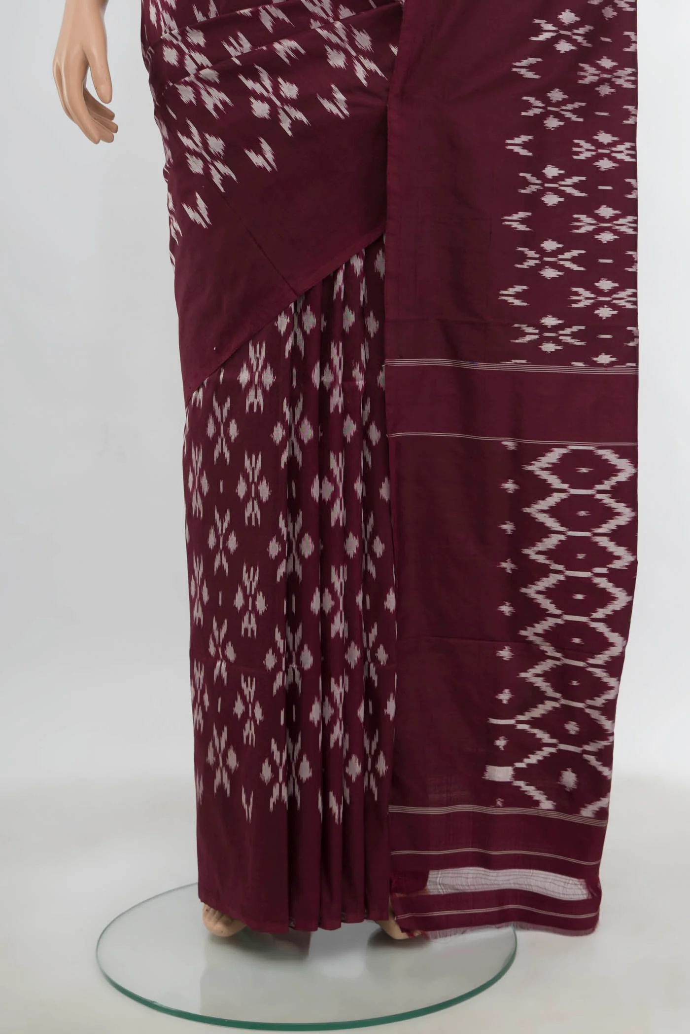 Coffee Brown Pochampally Silk Saree - Image 3