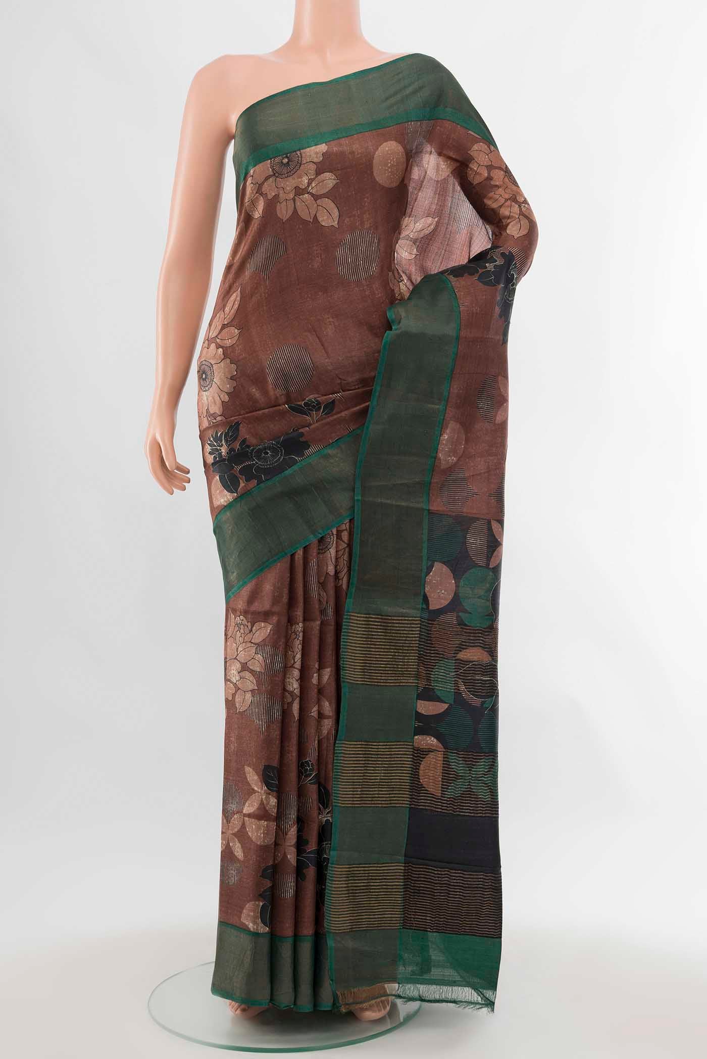 Coffee Brown Tussar Silk Saree