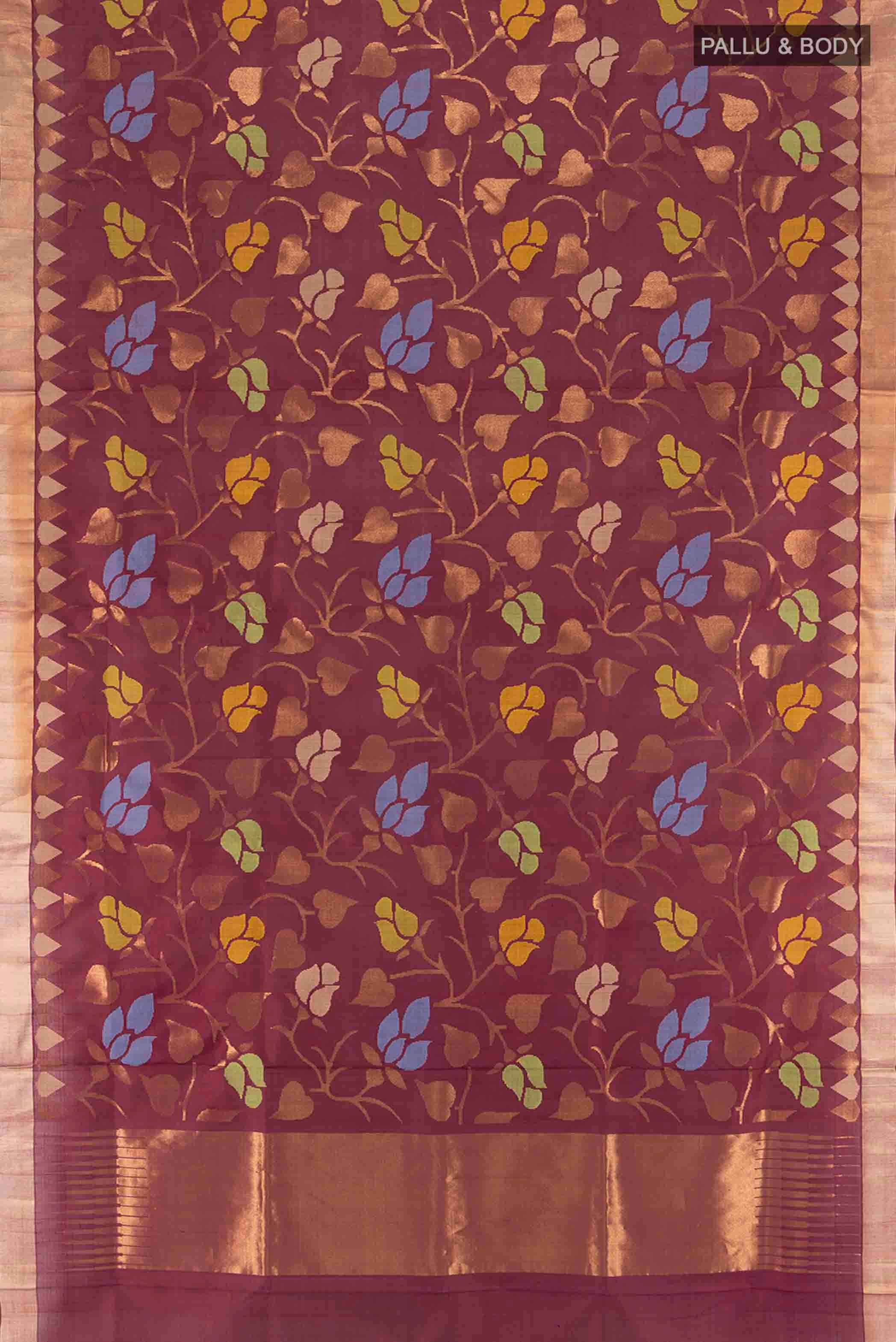 Coffee Brown Uppada Silk Saree - Image 5