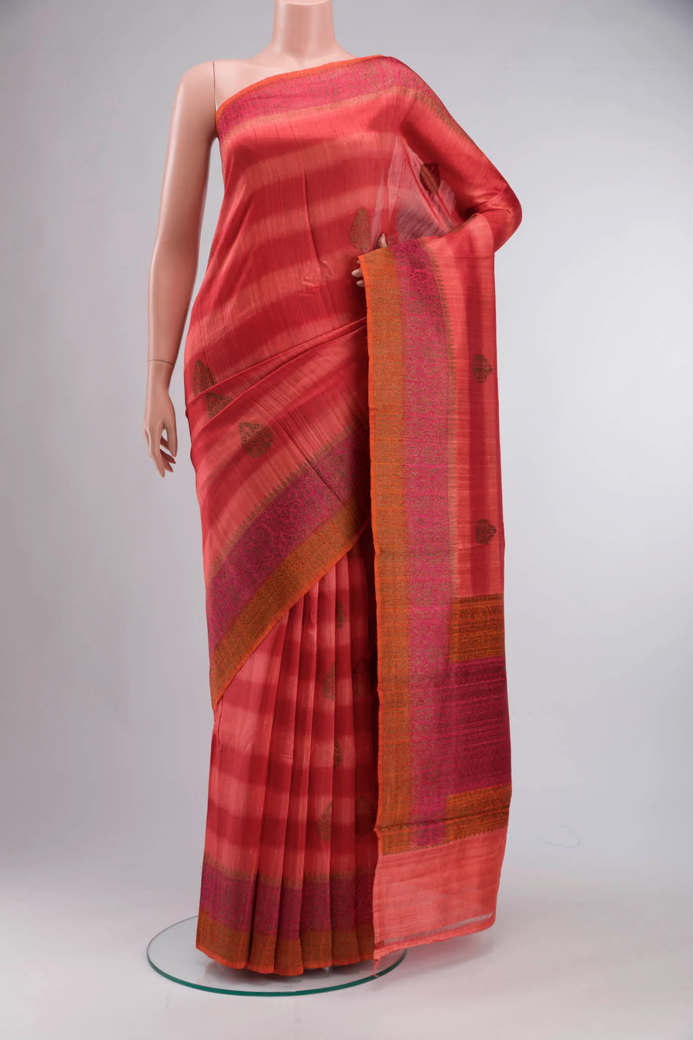 Coral Banarasi Silk Saree