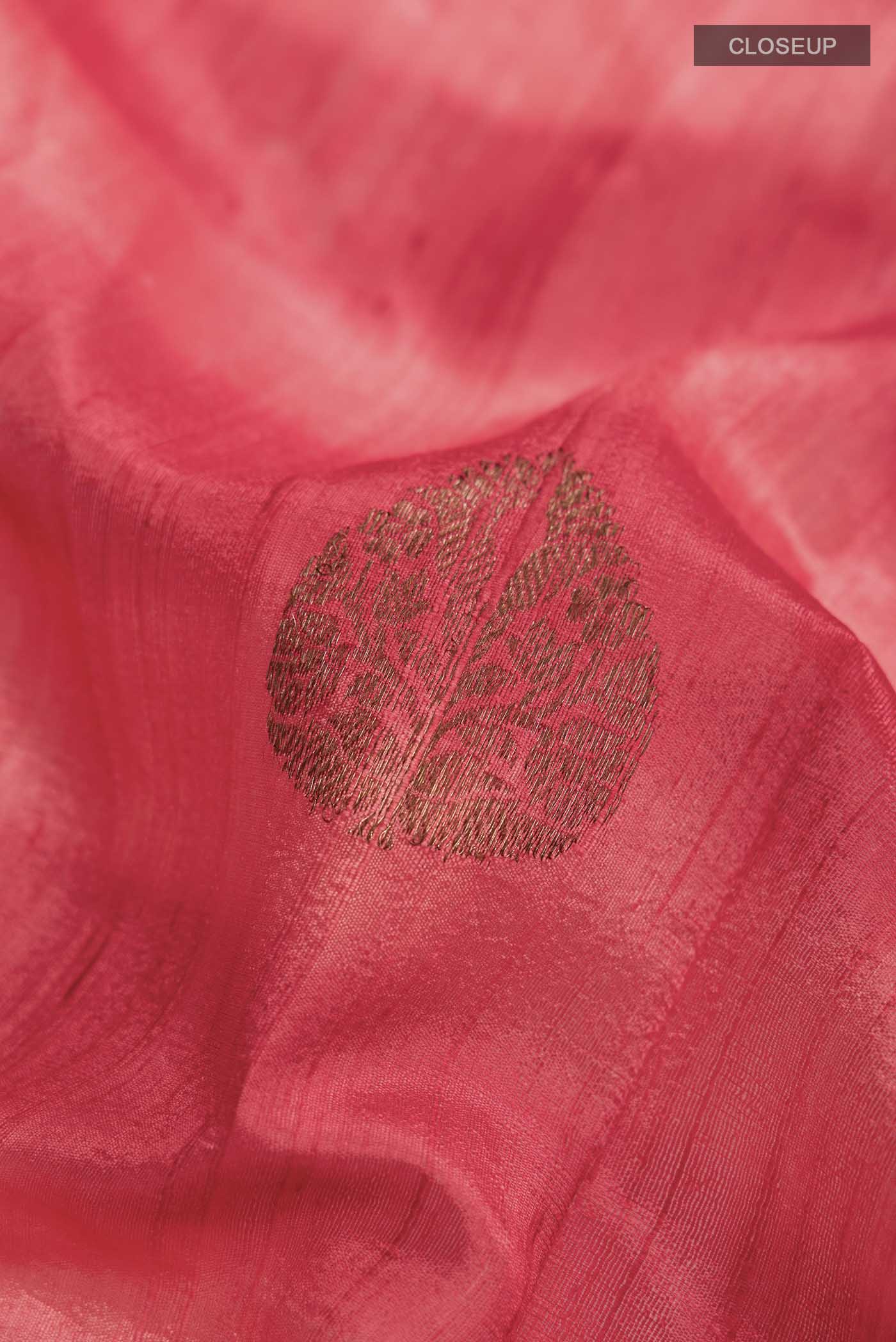Coral Banarasi Silk Saree - Image 2