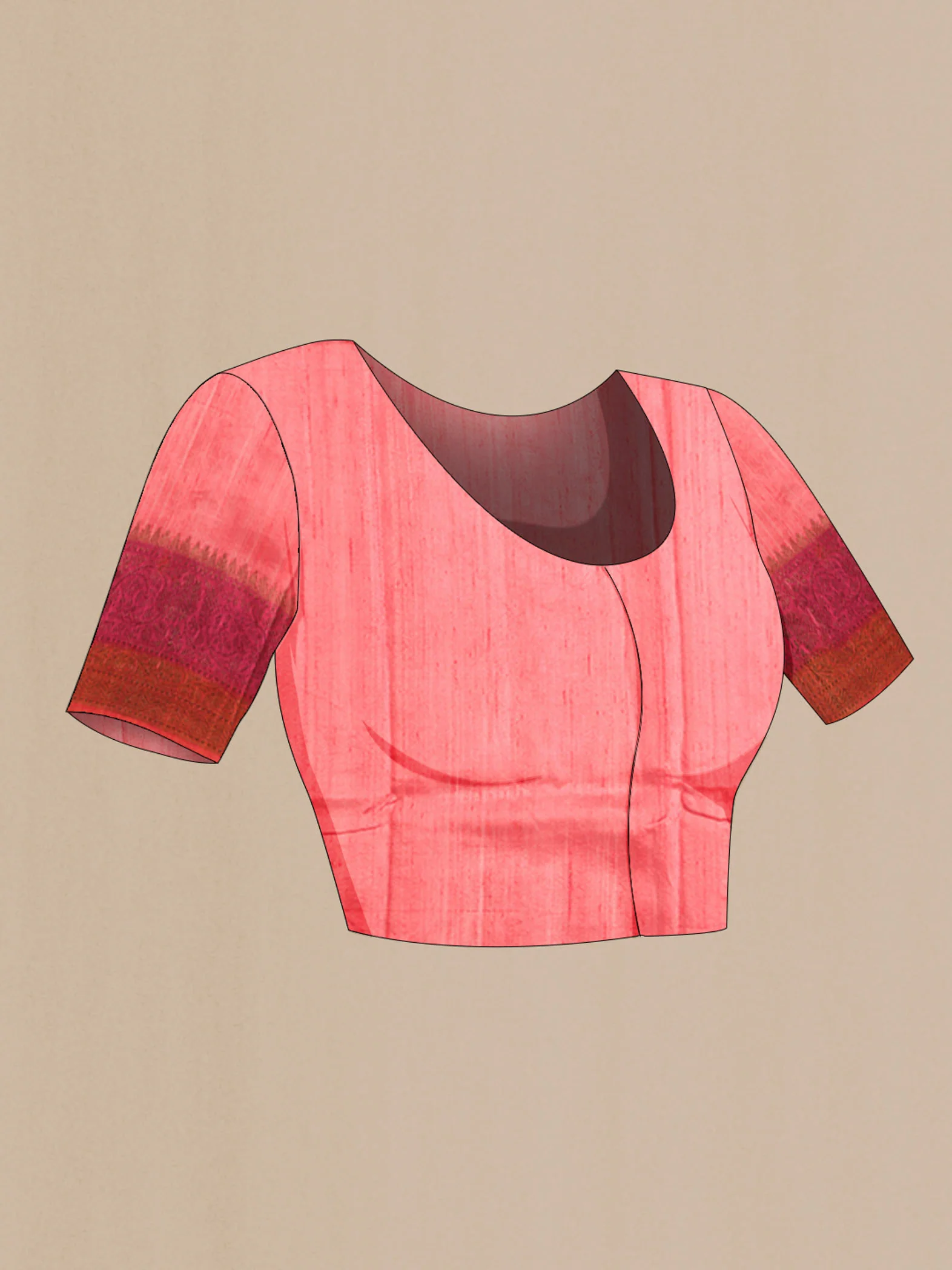 Coral Banarasi Silk Saree - Image 4