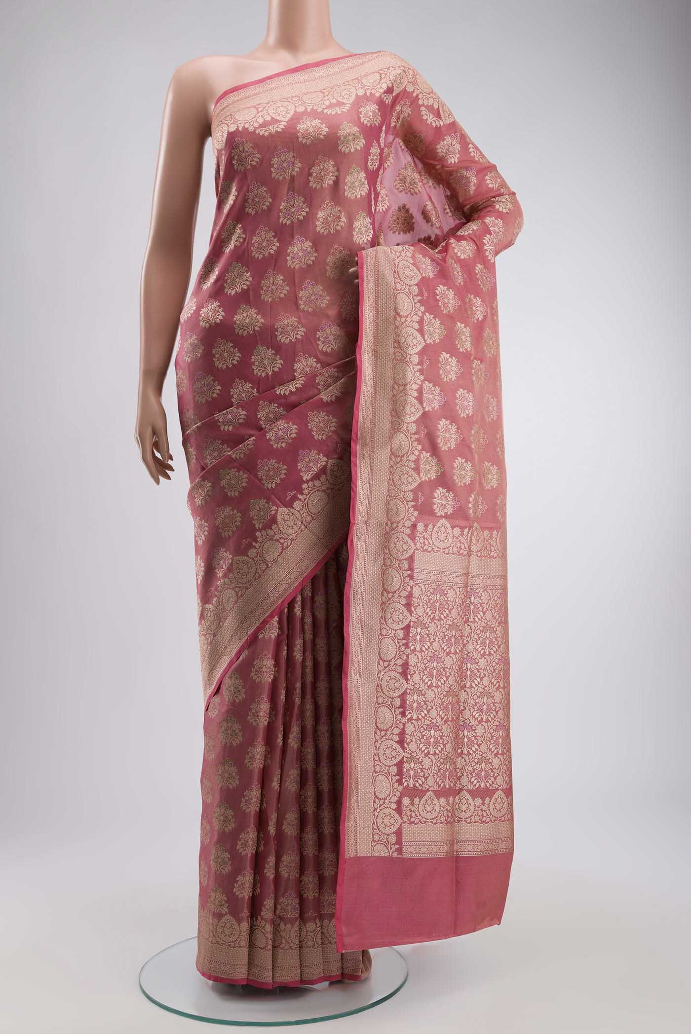 Coral Banarasi Silk Saree